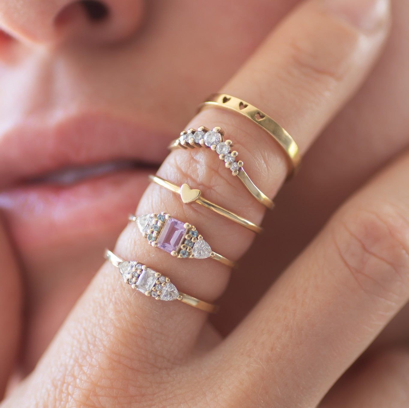 Amethyst Orchid Ring 14k gold