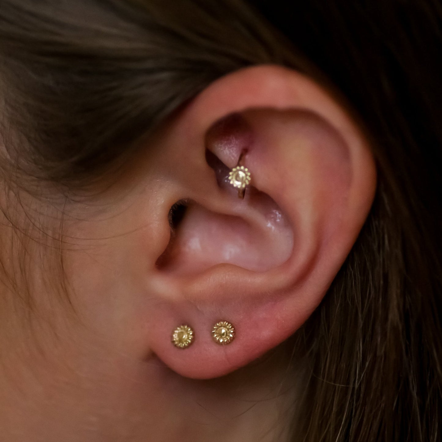Sunflower studs 14k gold