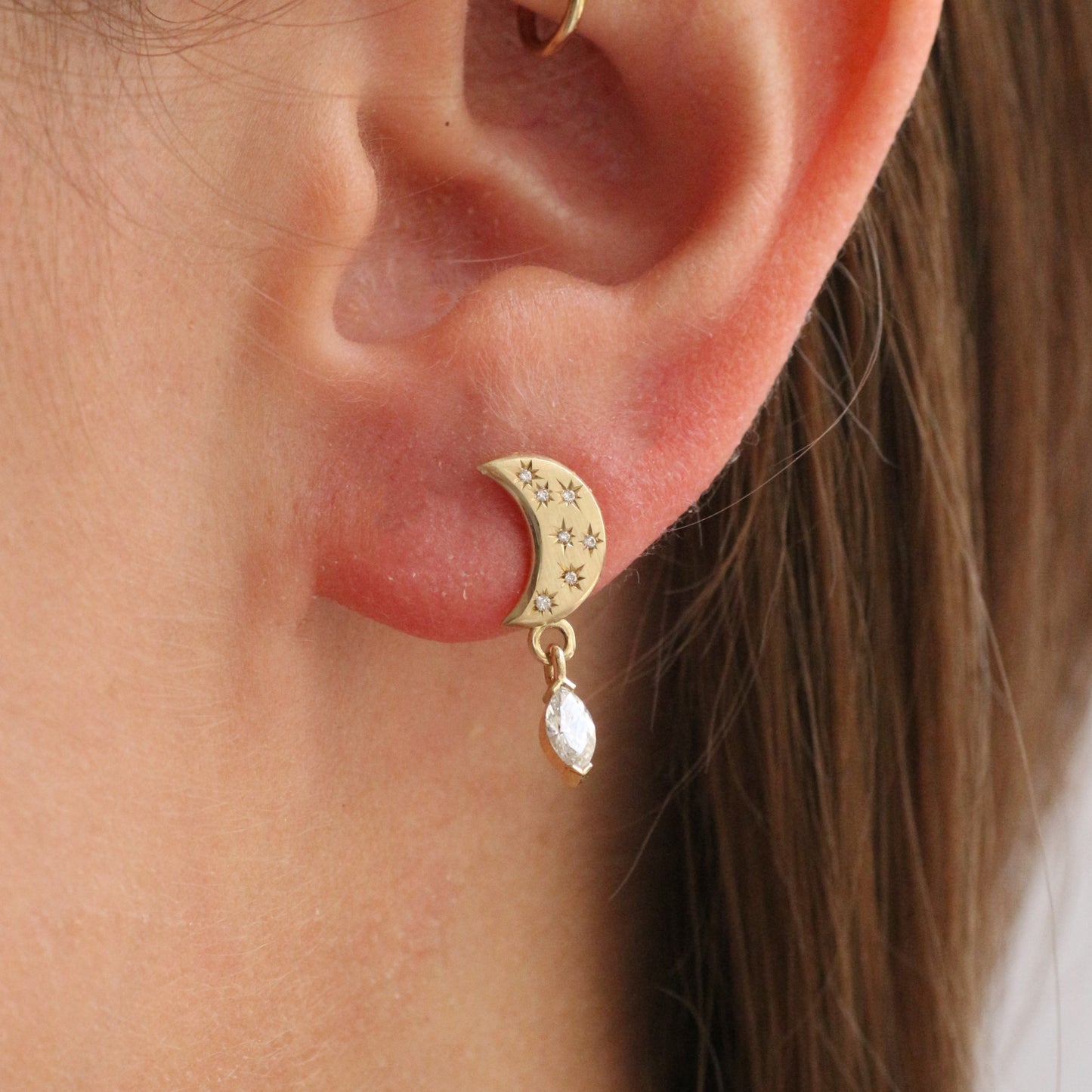 14K To the moon עגיל ירח