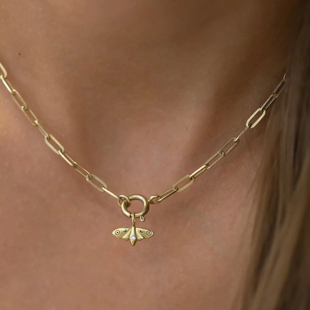 Mini Mystic Moth Charm 14k gold