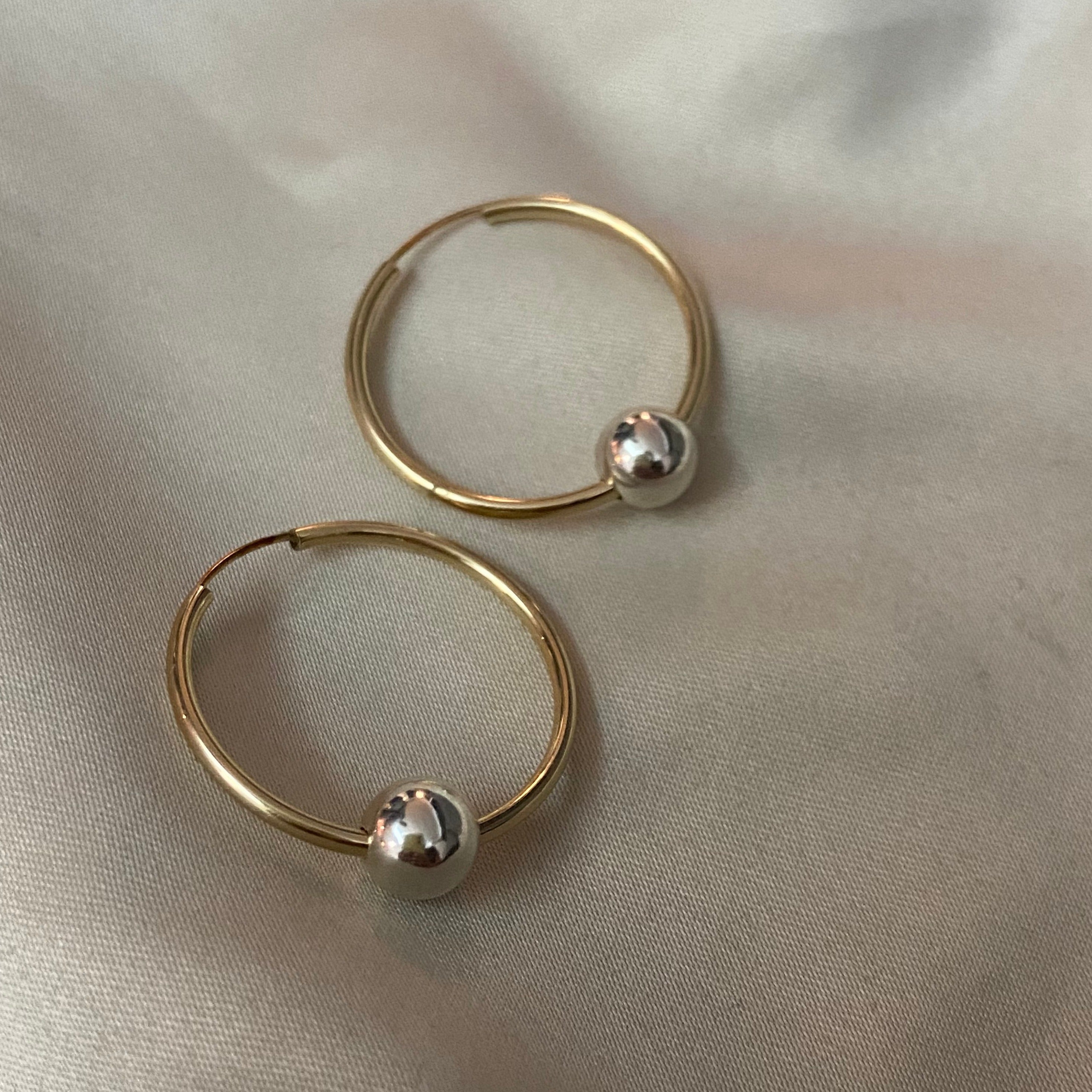 White Gold Ball hoops