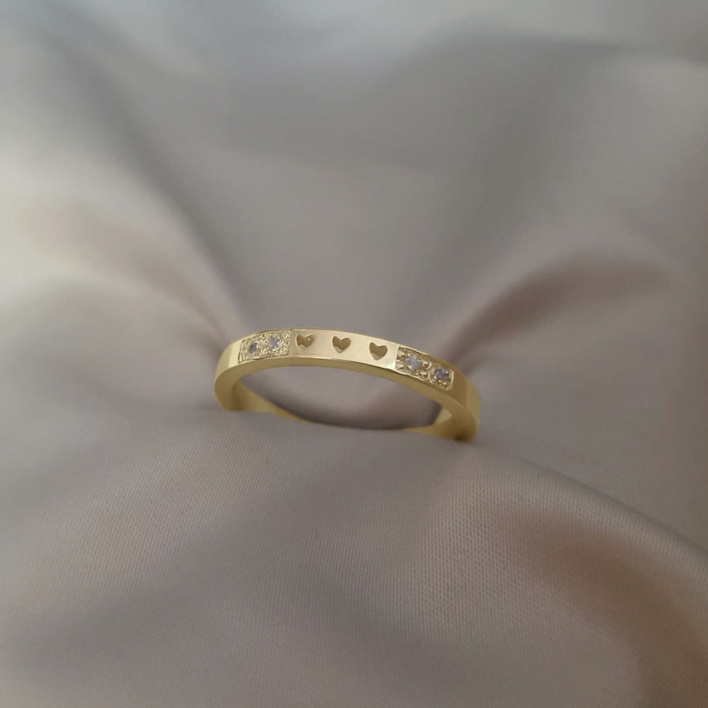 Three hearts diamond ring 14k gold