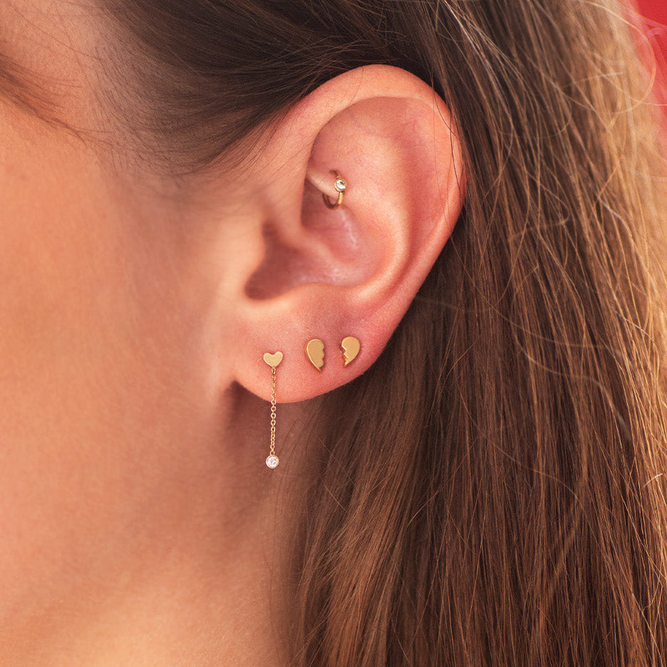 Diamond Heart Drop earring 14k gold