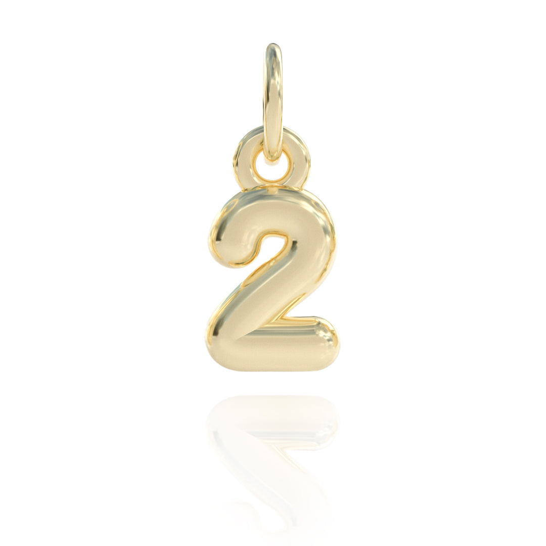 Number 2 Charm 14k gold