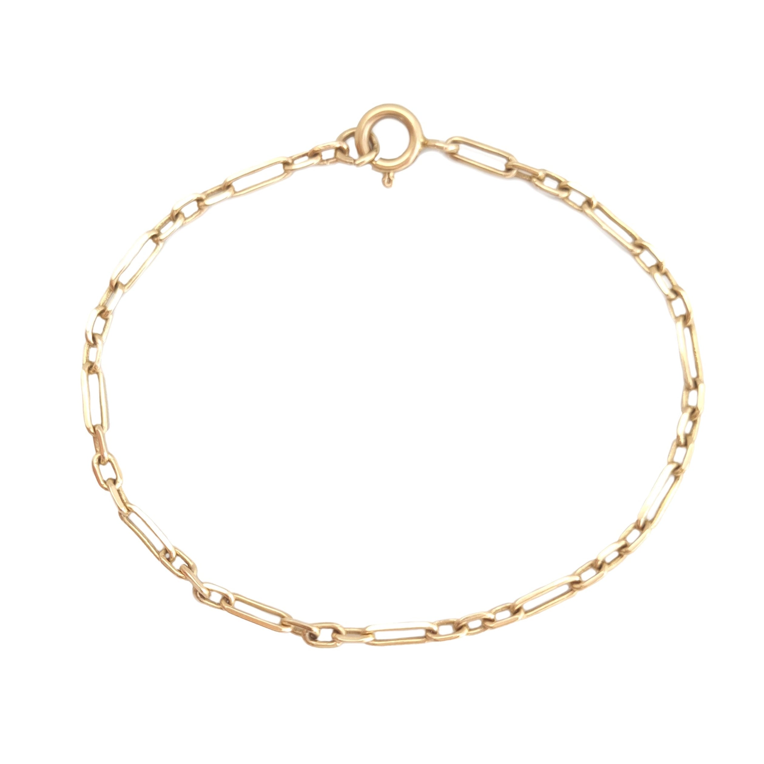 Link Chain bracelet Round Clasp 14k gold