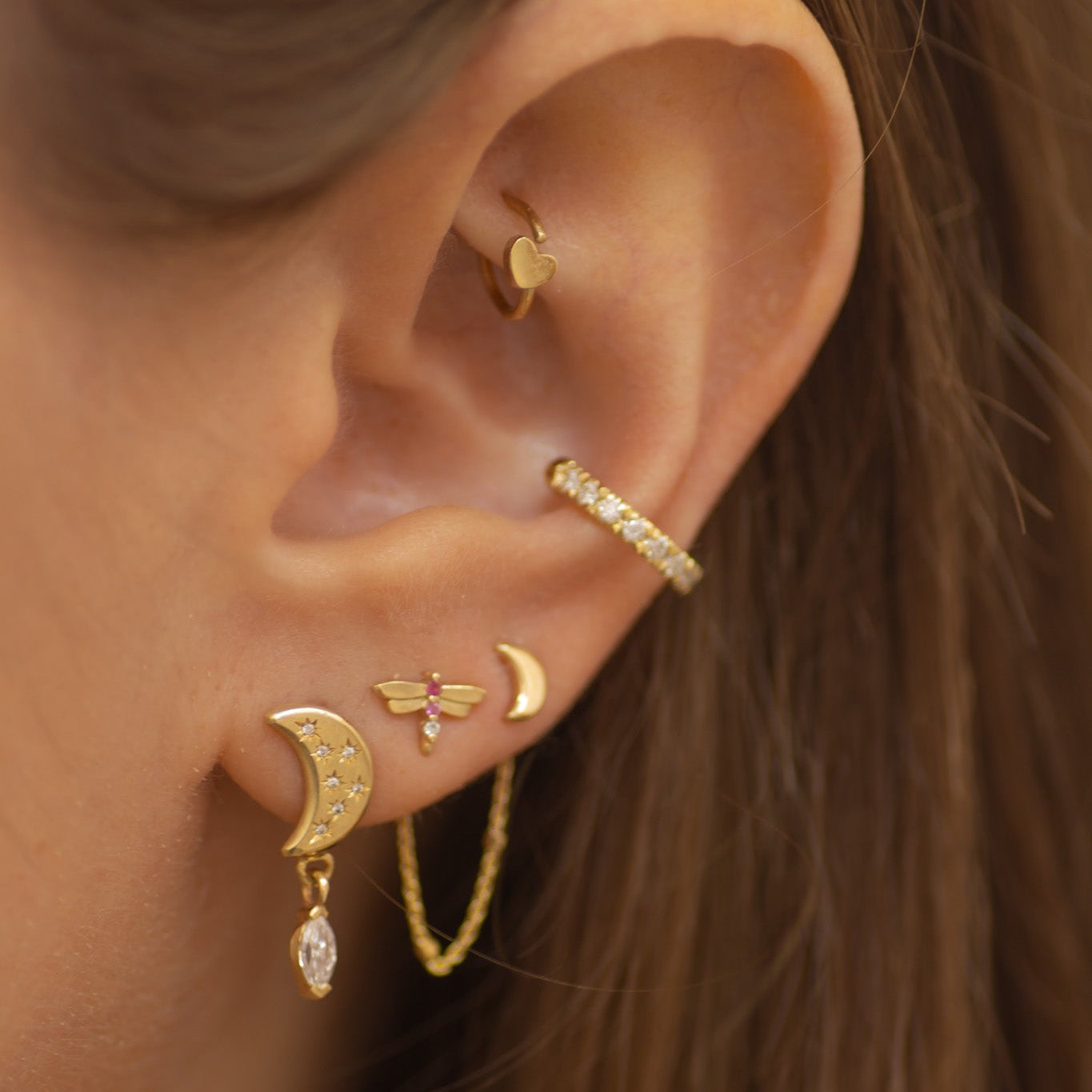 Tiny Helix earring 14k gold