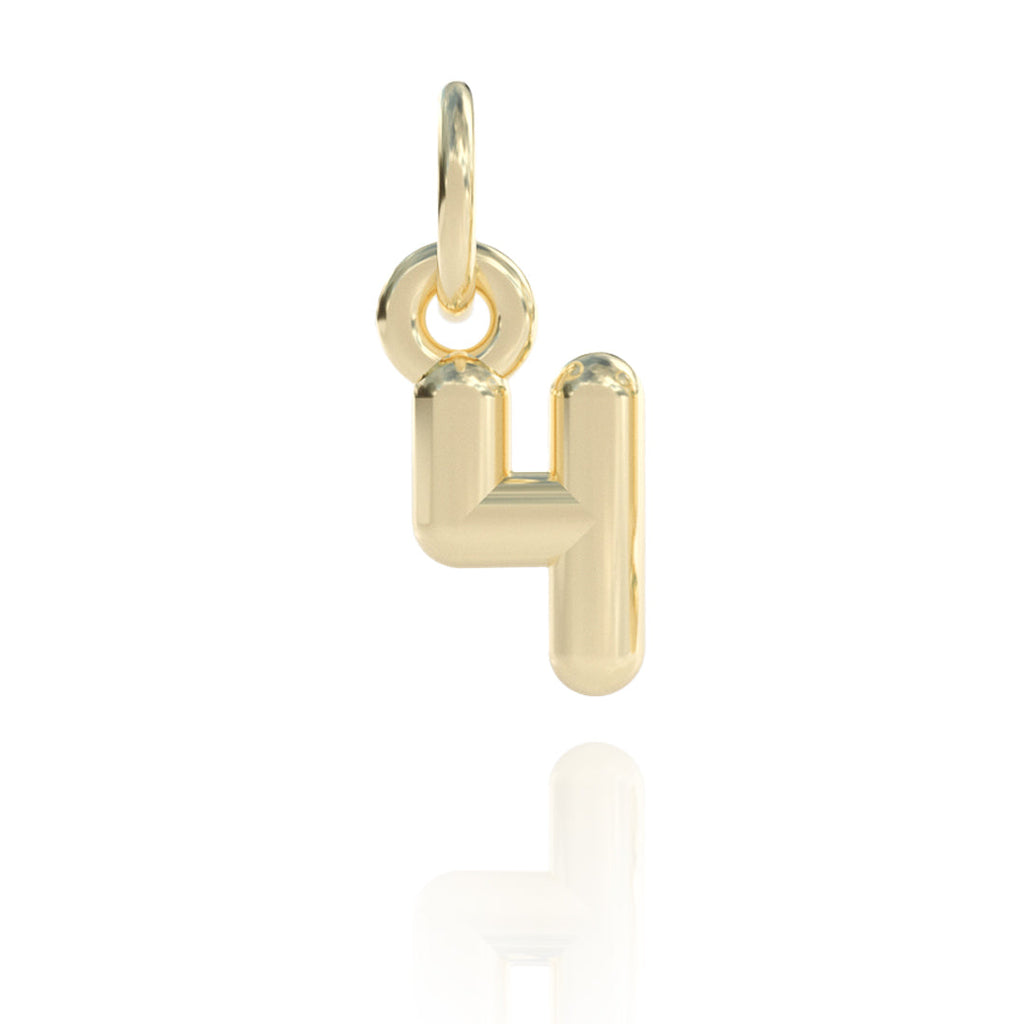 Number 4 Charm 14k gold