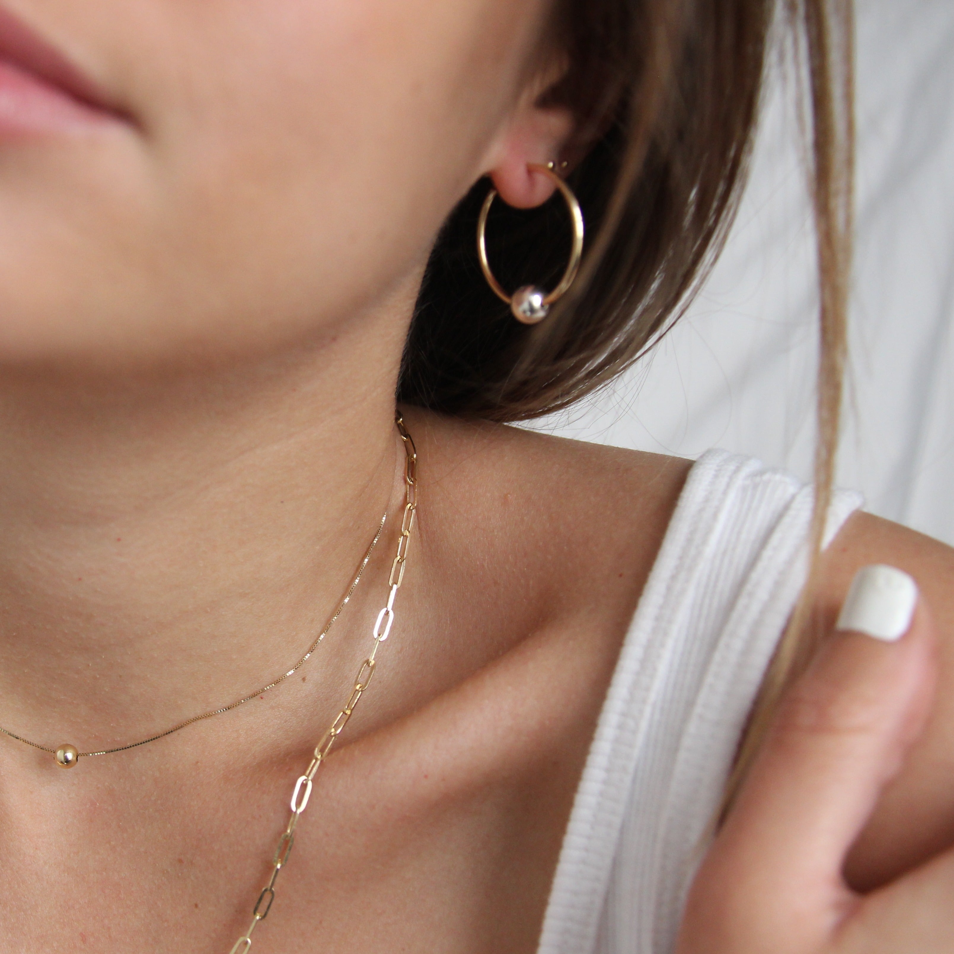 White Gold Ball hoops