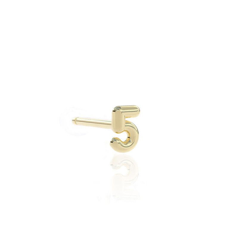 Number Earring Stud 14k gold