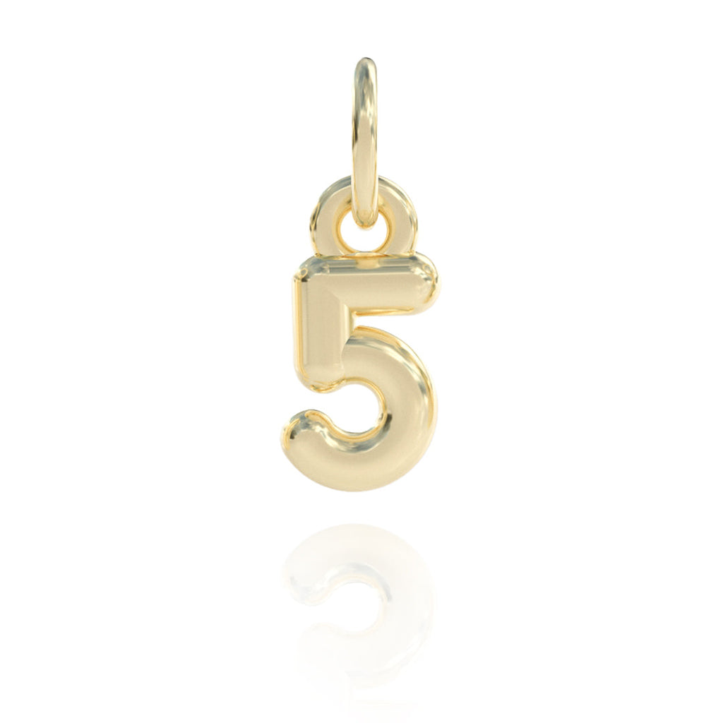 Number 5 Charm 14k gold