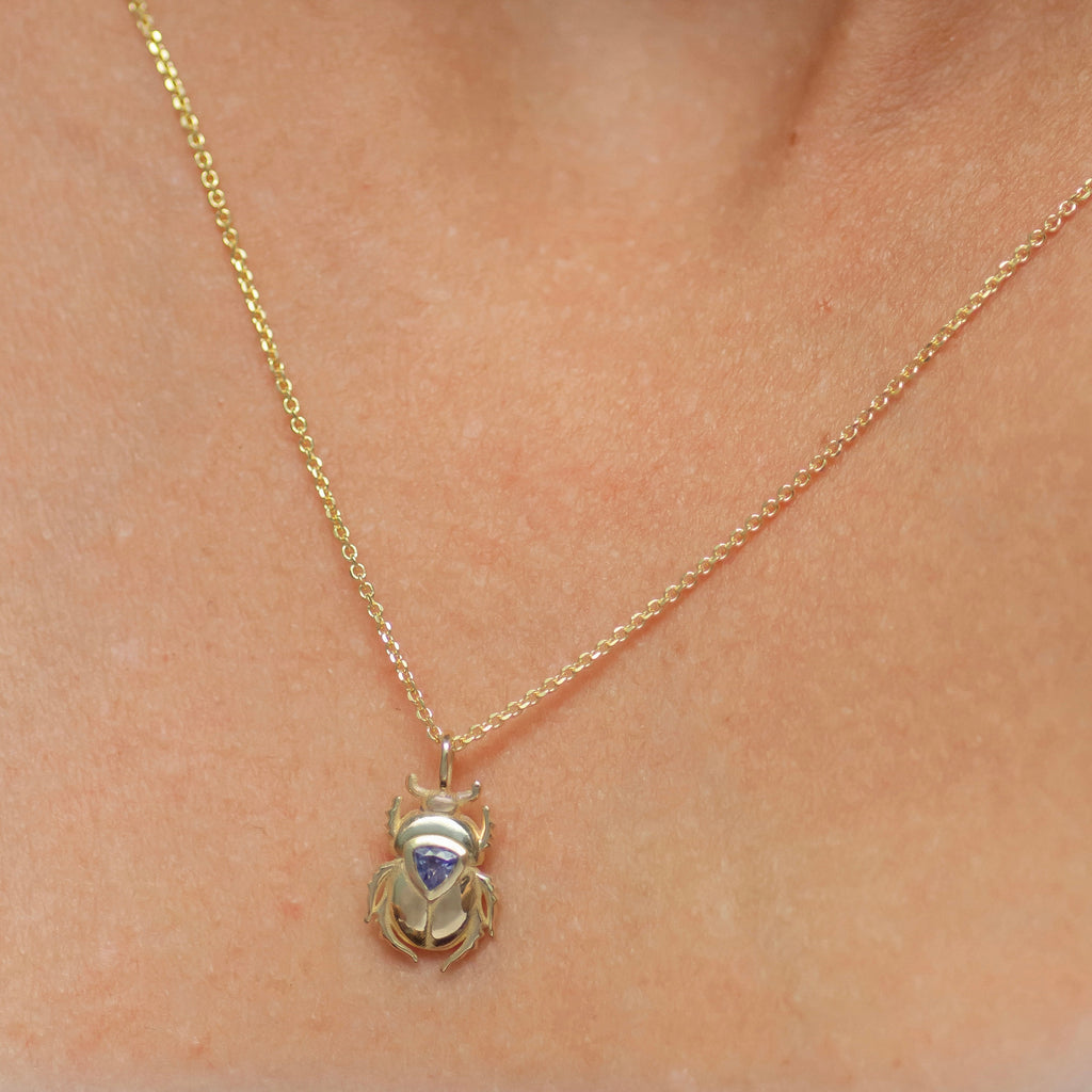 Purple Scarab Beetle 14k gold