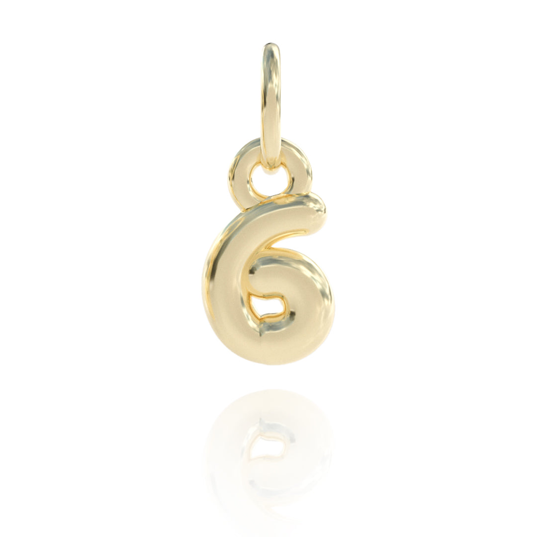 Number 6 Charm 14k gold