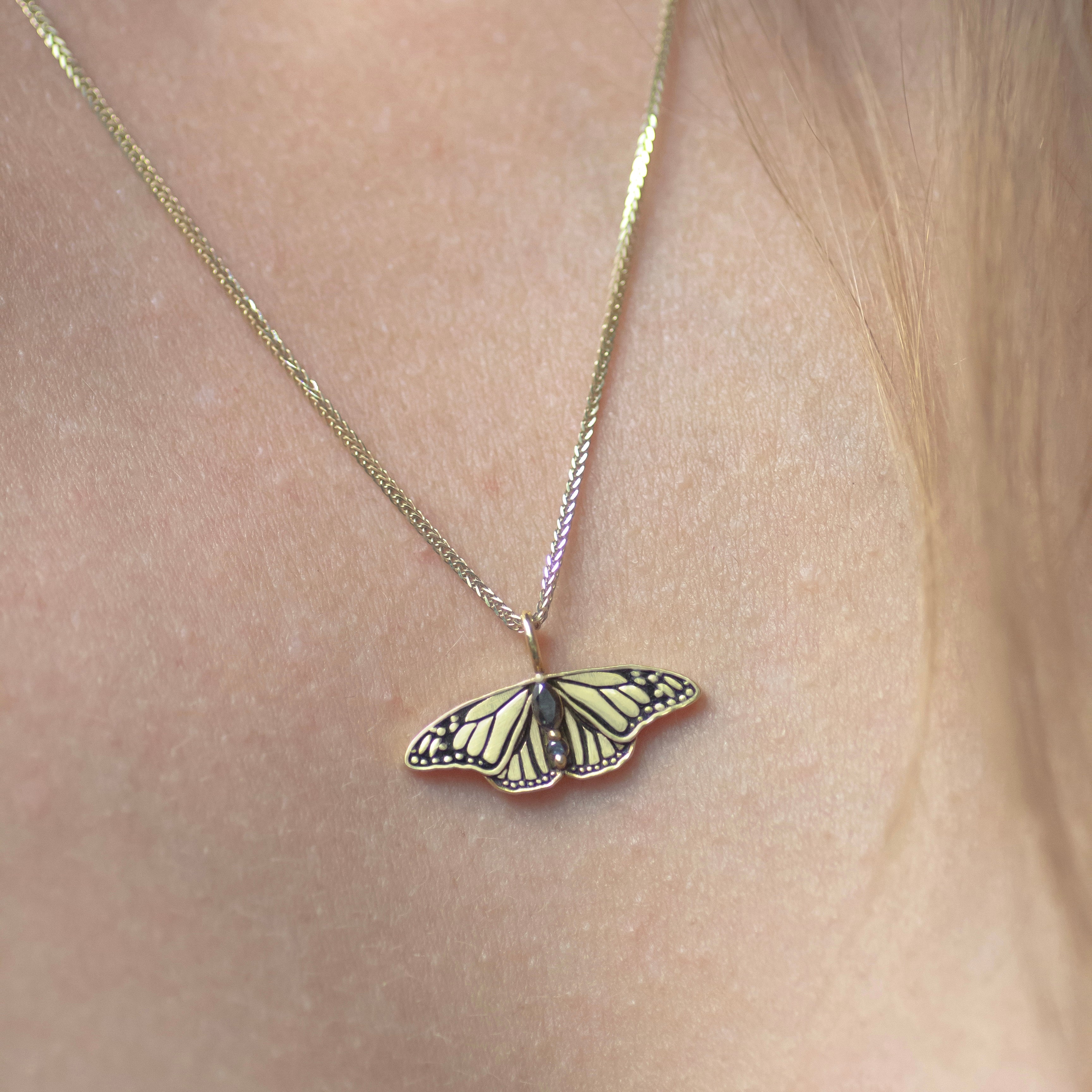 Monarch Butterfly Pendant 14k gold