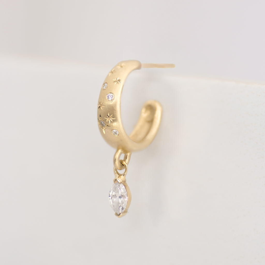 Galaxy Marquise Diamond Hoop 14k gold