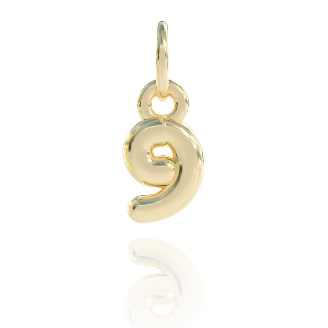 Number 9 Charm 14k gold