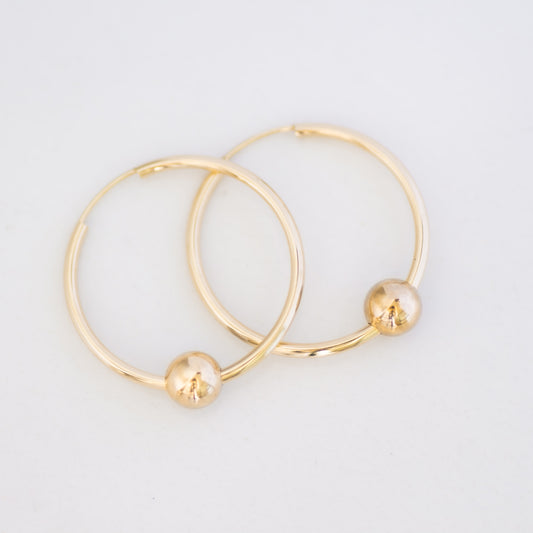 Golden Ball hoops 14k gold