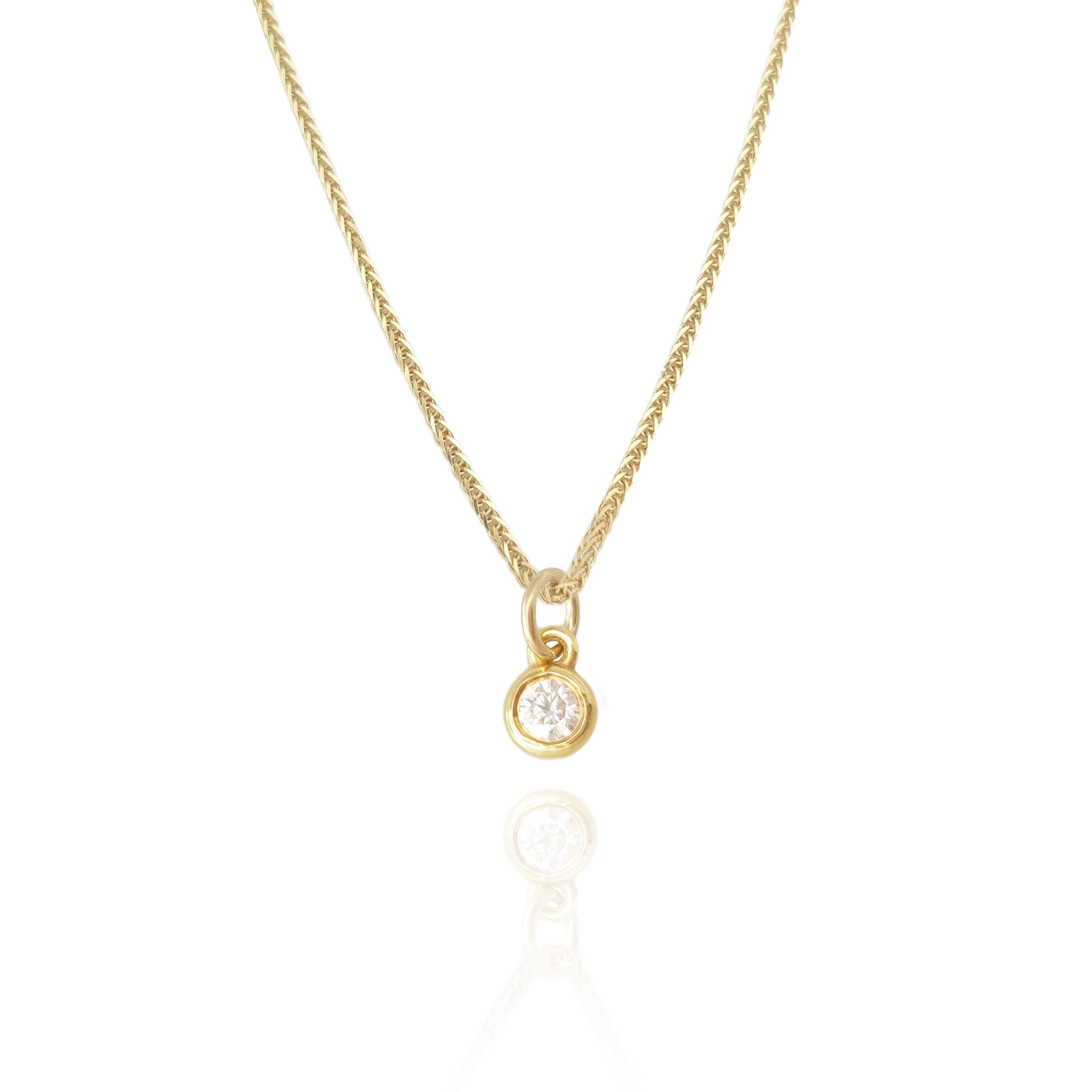 Birthstone Charm Necklace Round 14k gold