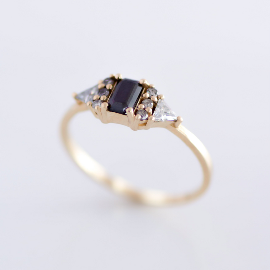 Black Moissanite Orchid Ring 14k gold