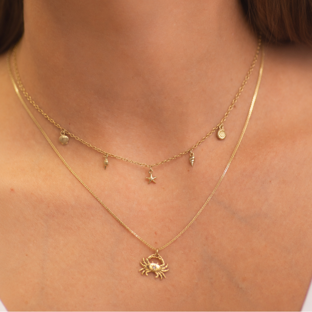 Diamond Crab Charm in 14k gold
