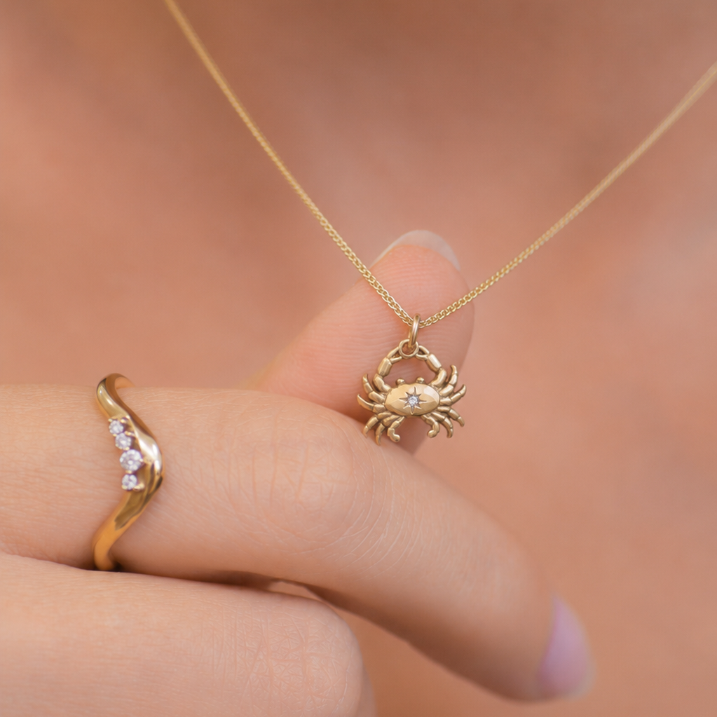 Diamond Crab Charm in 14k gold