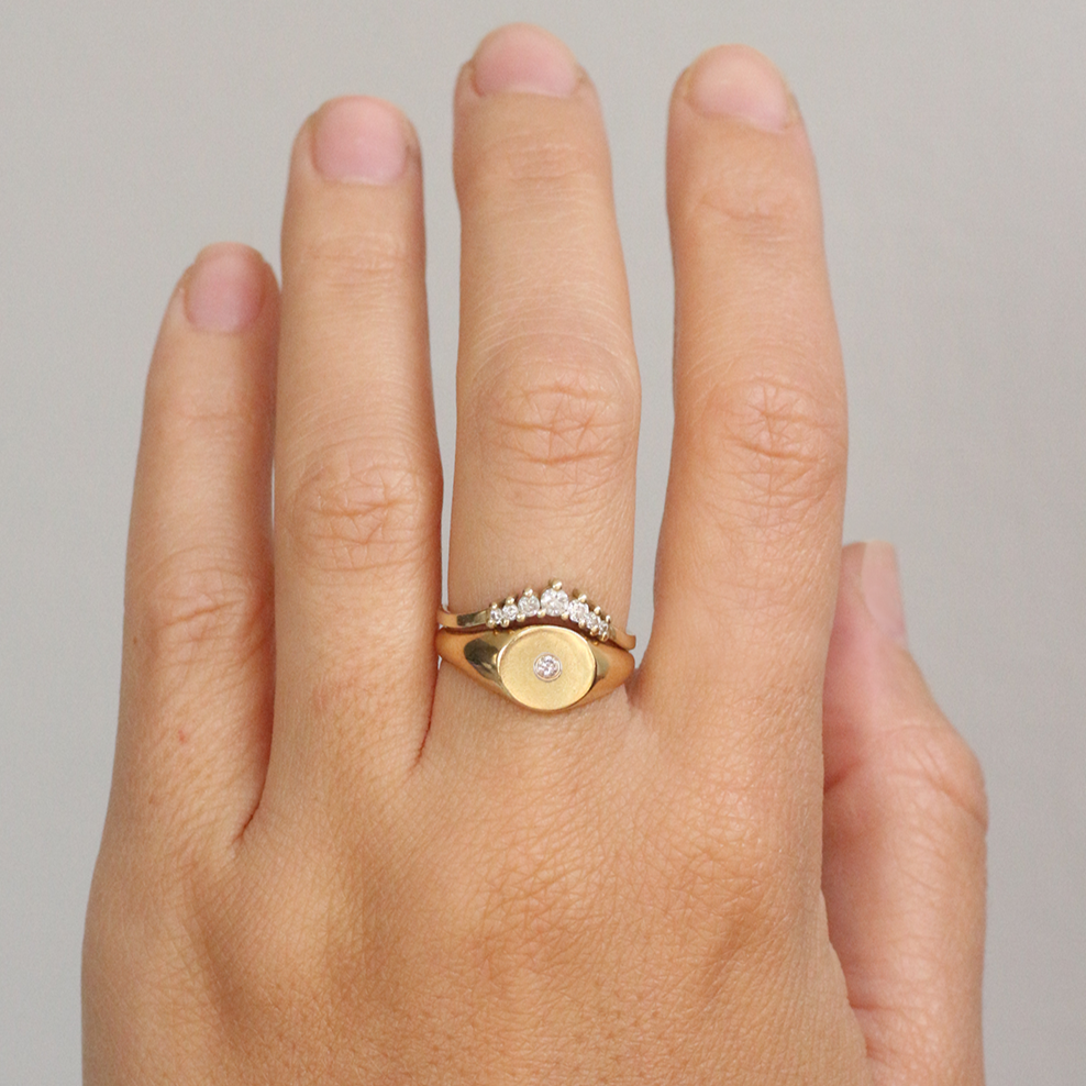 Diamond Moon signet ring