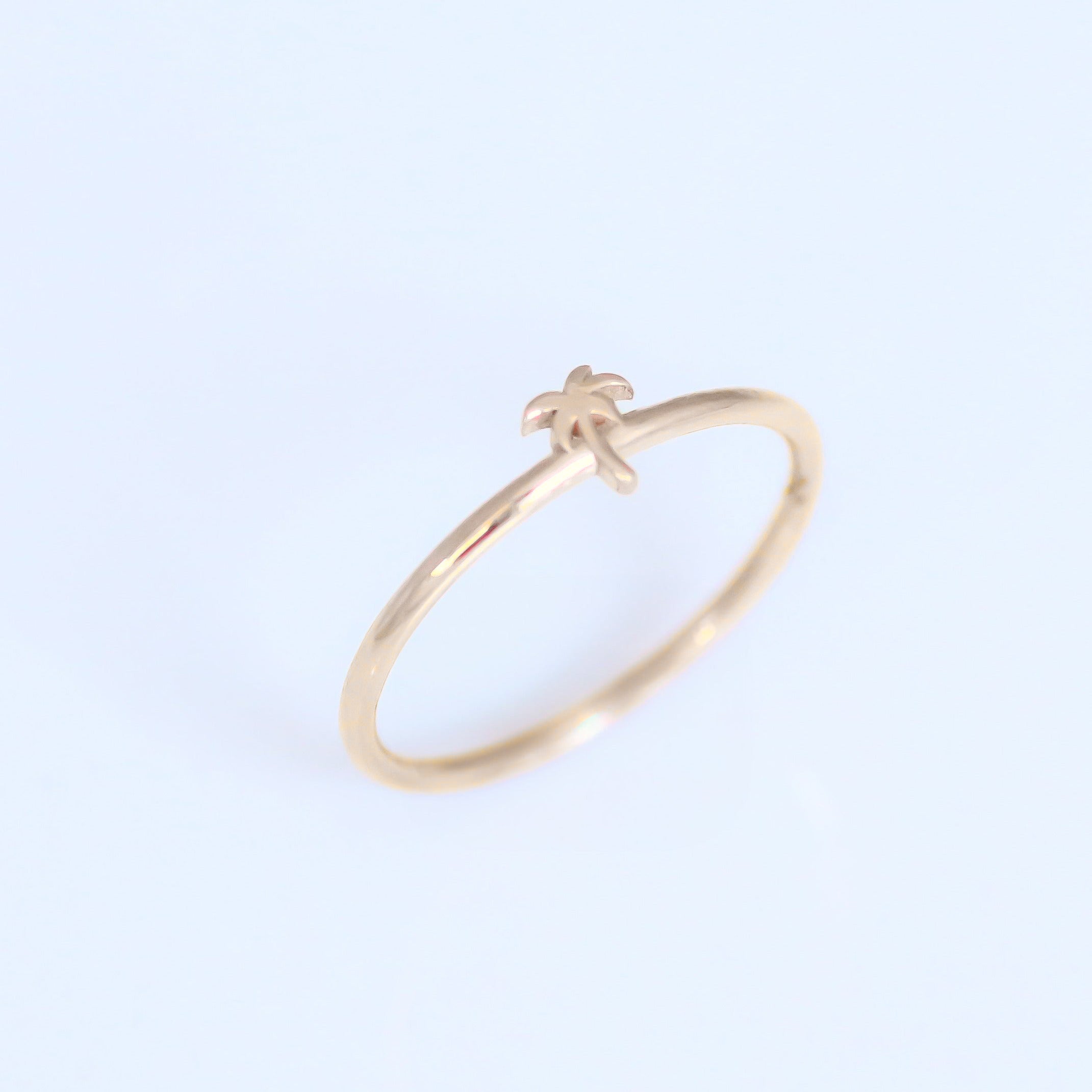 Mini Palm Tree ring 14k gold