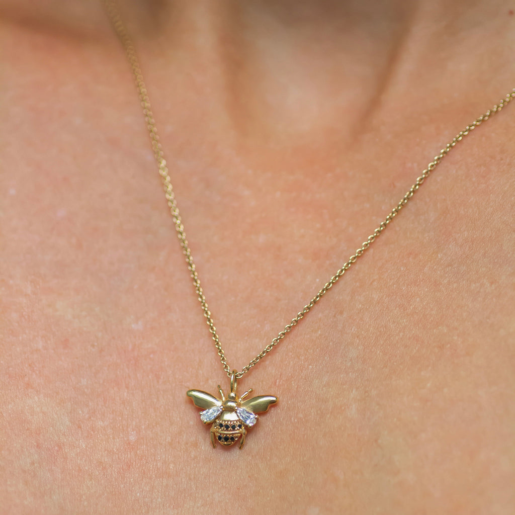 Bee Diamond Pendant 14k gold