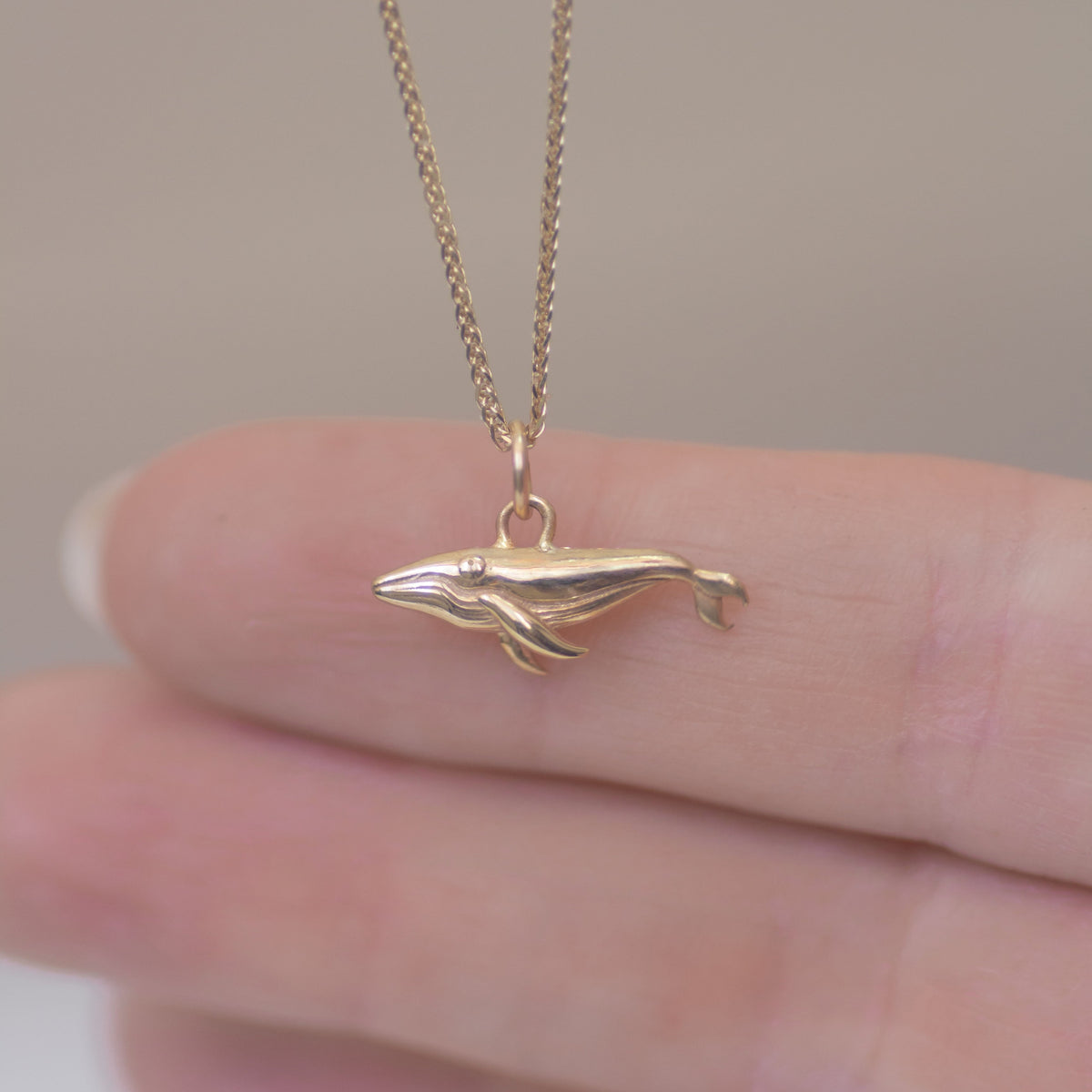 Golden Blue Whale Charm in 14K Gold