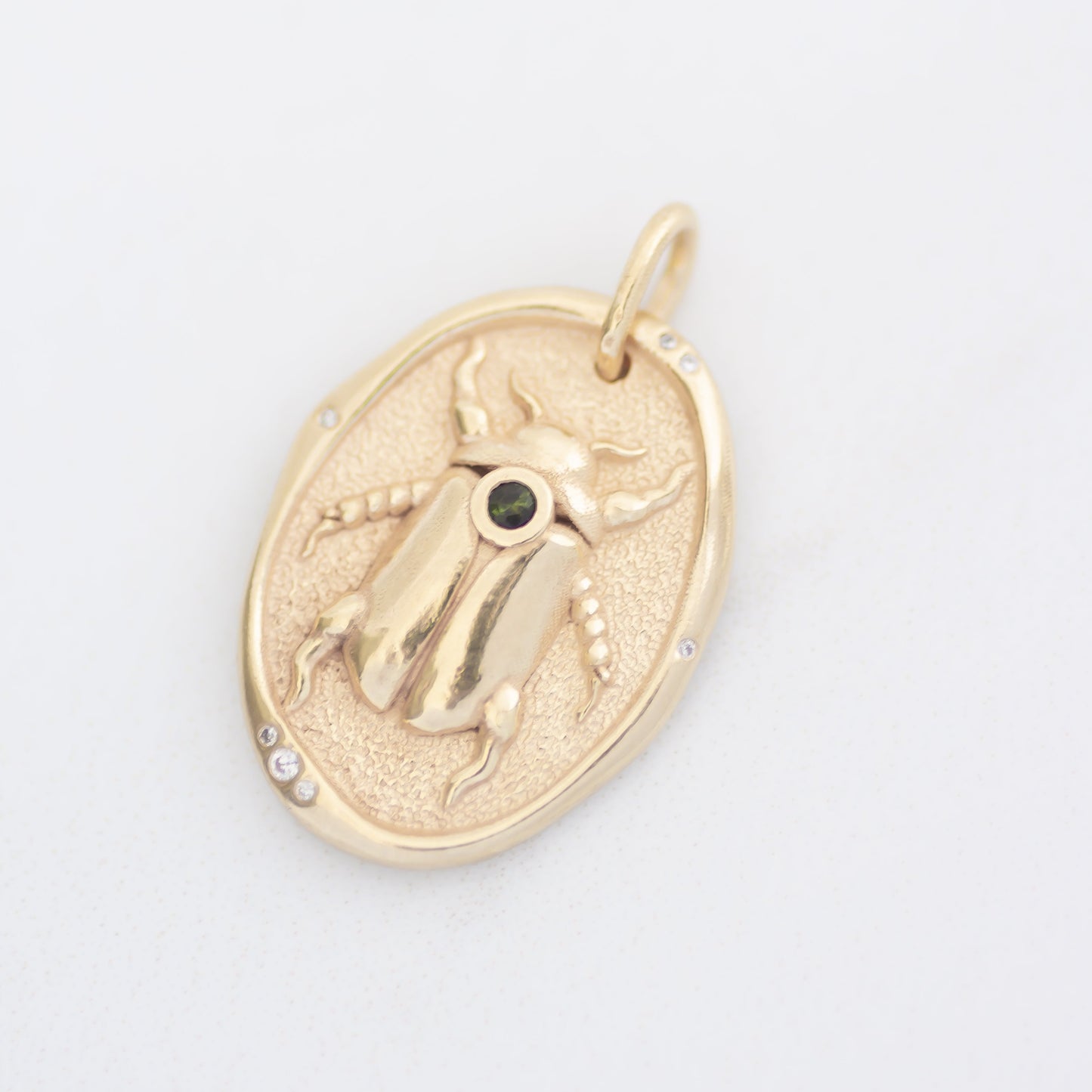 Stag Beetle Medallion Pendant 14k gold