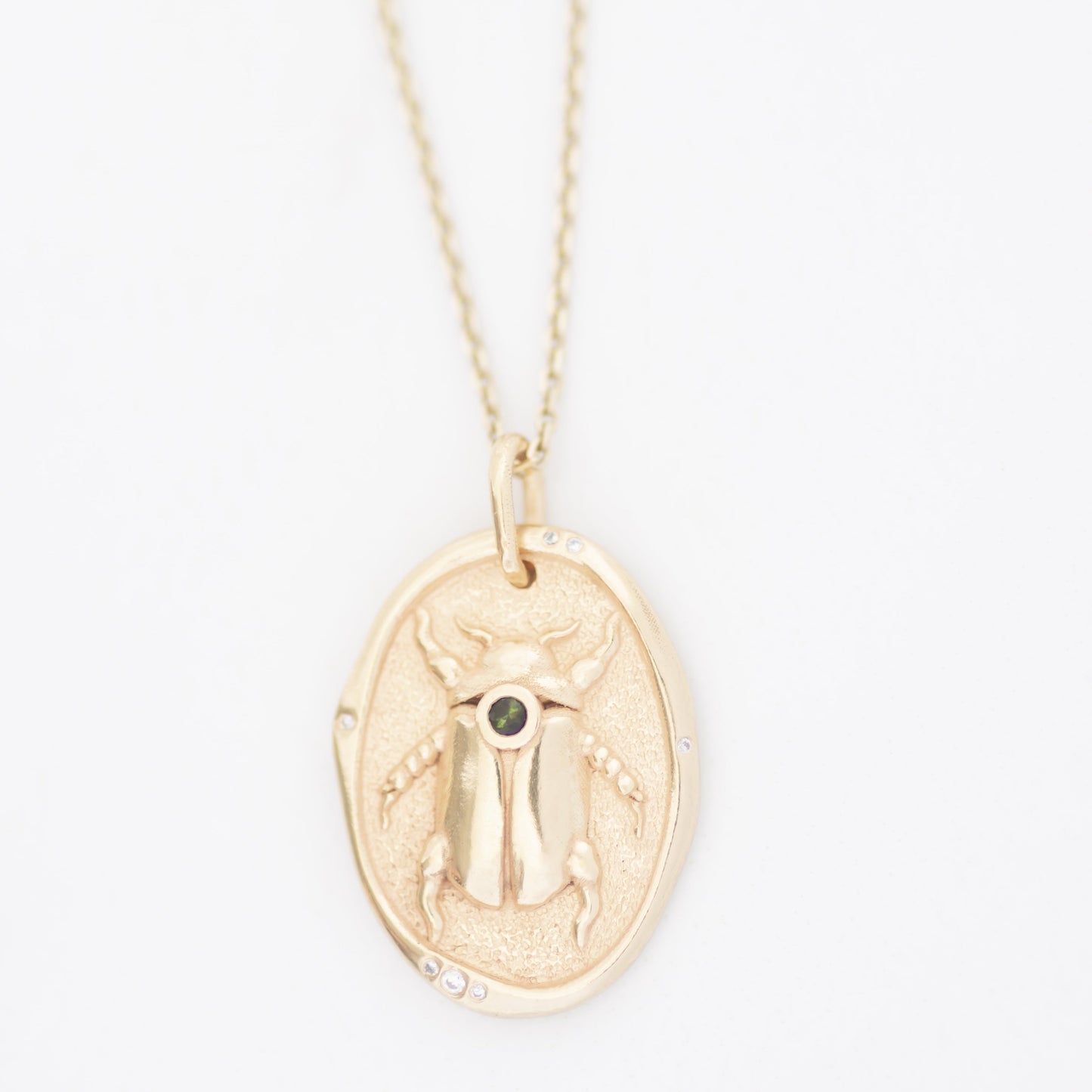 Stag Beetle Medallion Pendant 14k gold