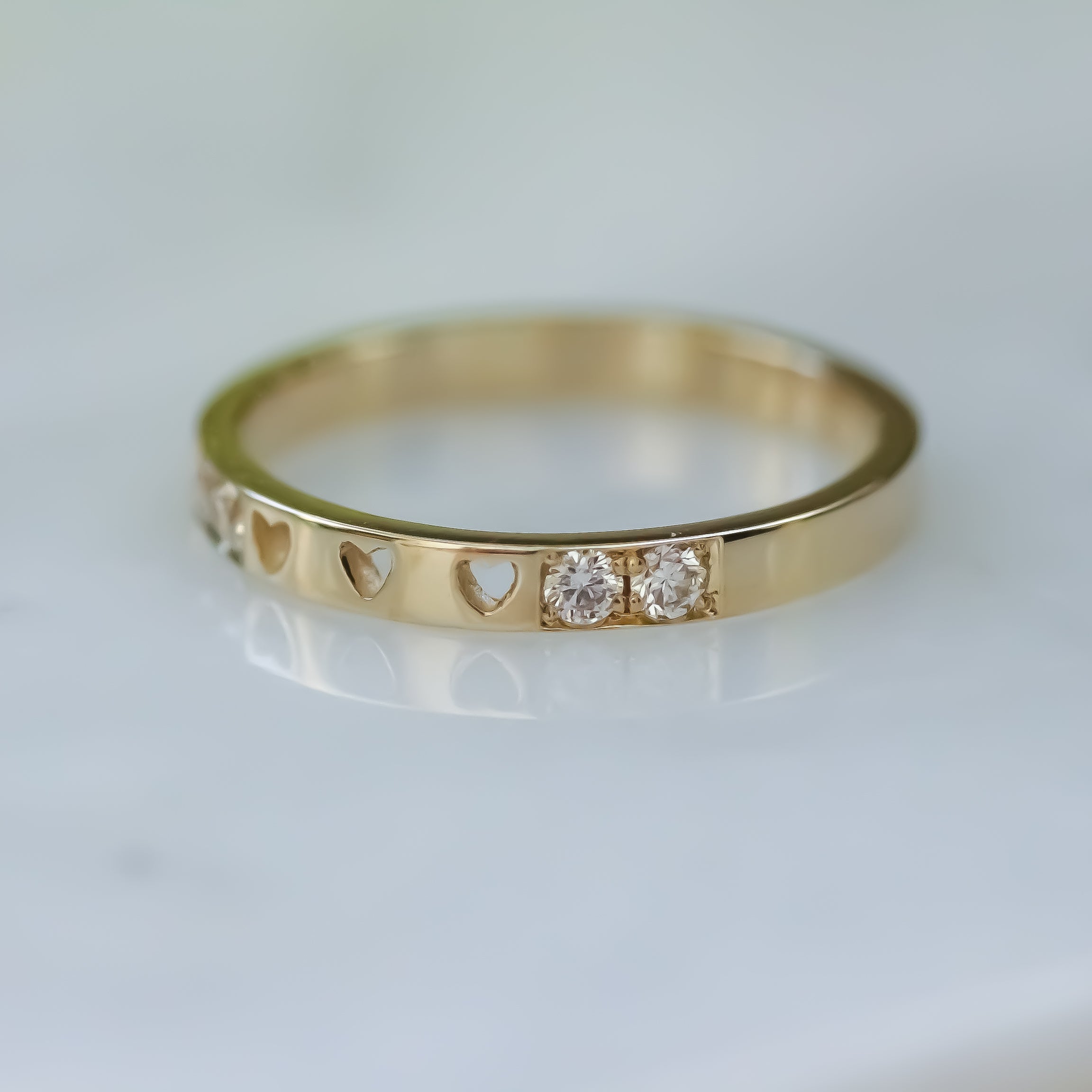 Three hearts diamond ring 14k gold