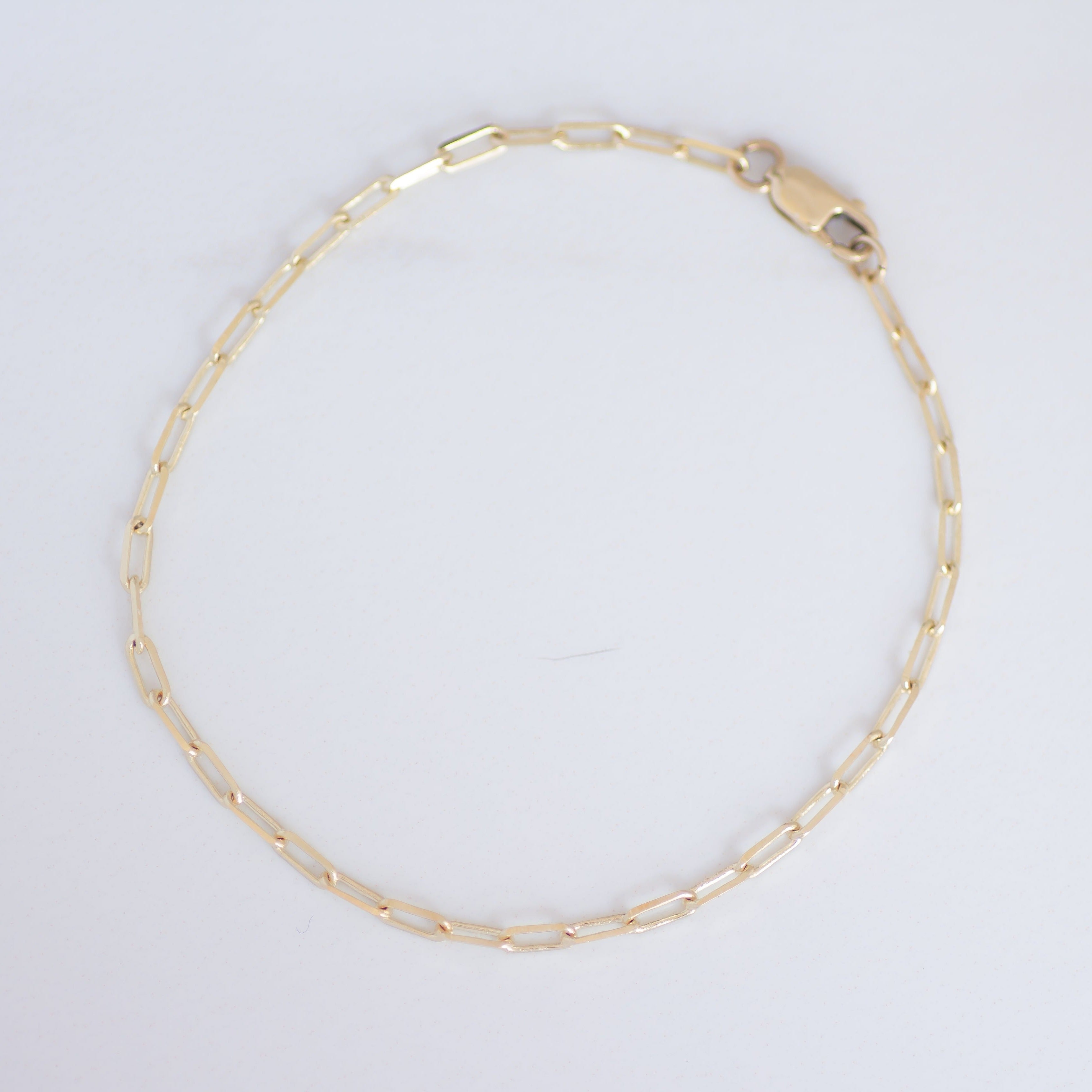 Mini Paperclip Chain bracelet 14k gold