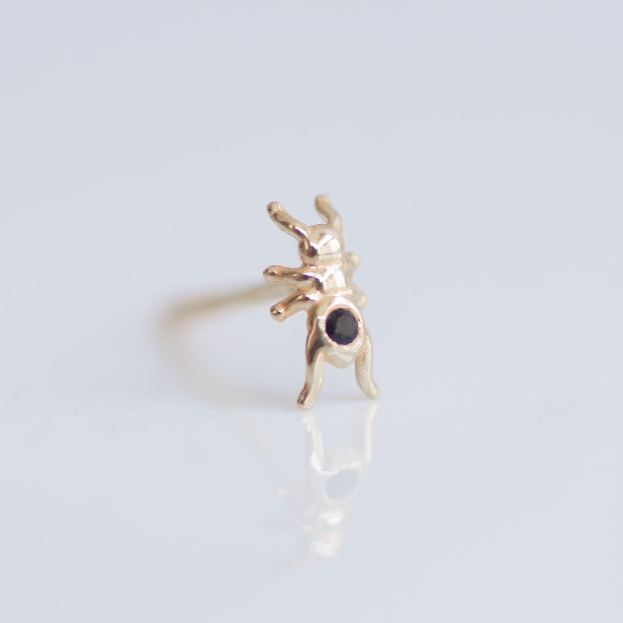 Ant earring stud 14k gold