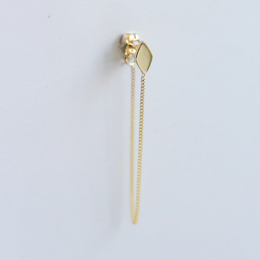 Marquise chain earring 14k gold