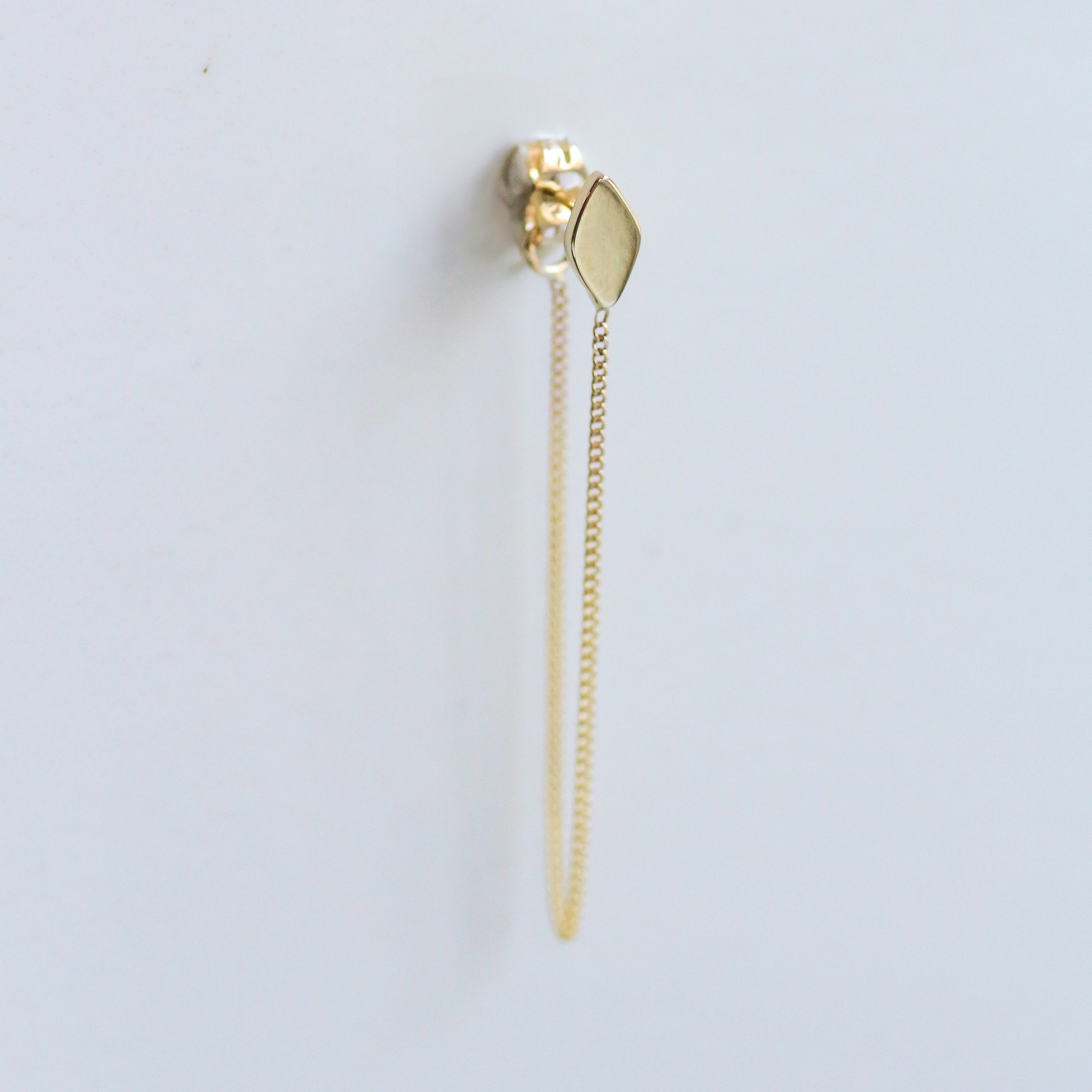 Marquise chain earring 14k gold