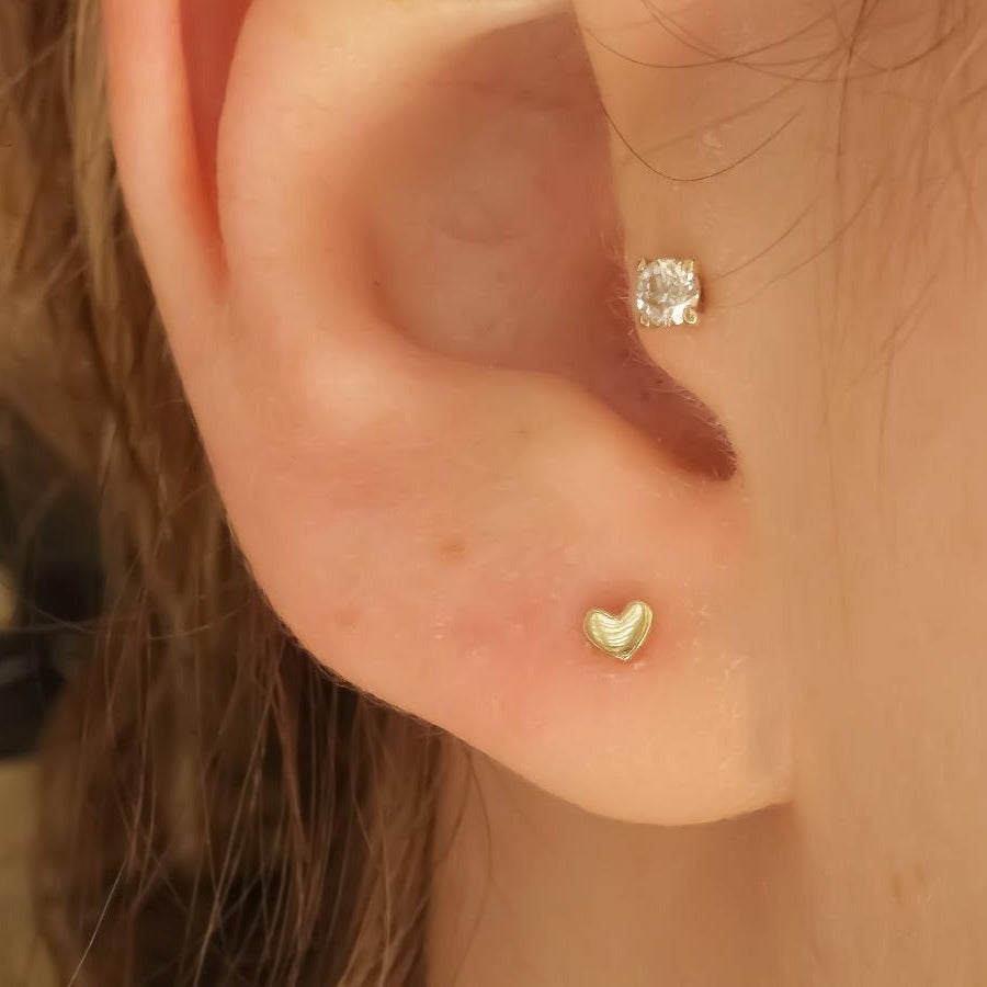 Tiny Heart studs 14k gold