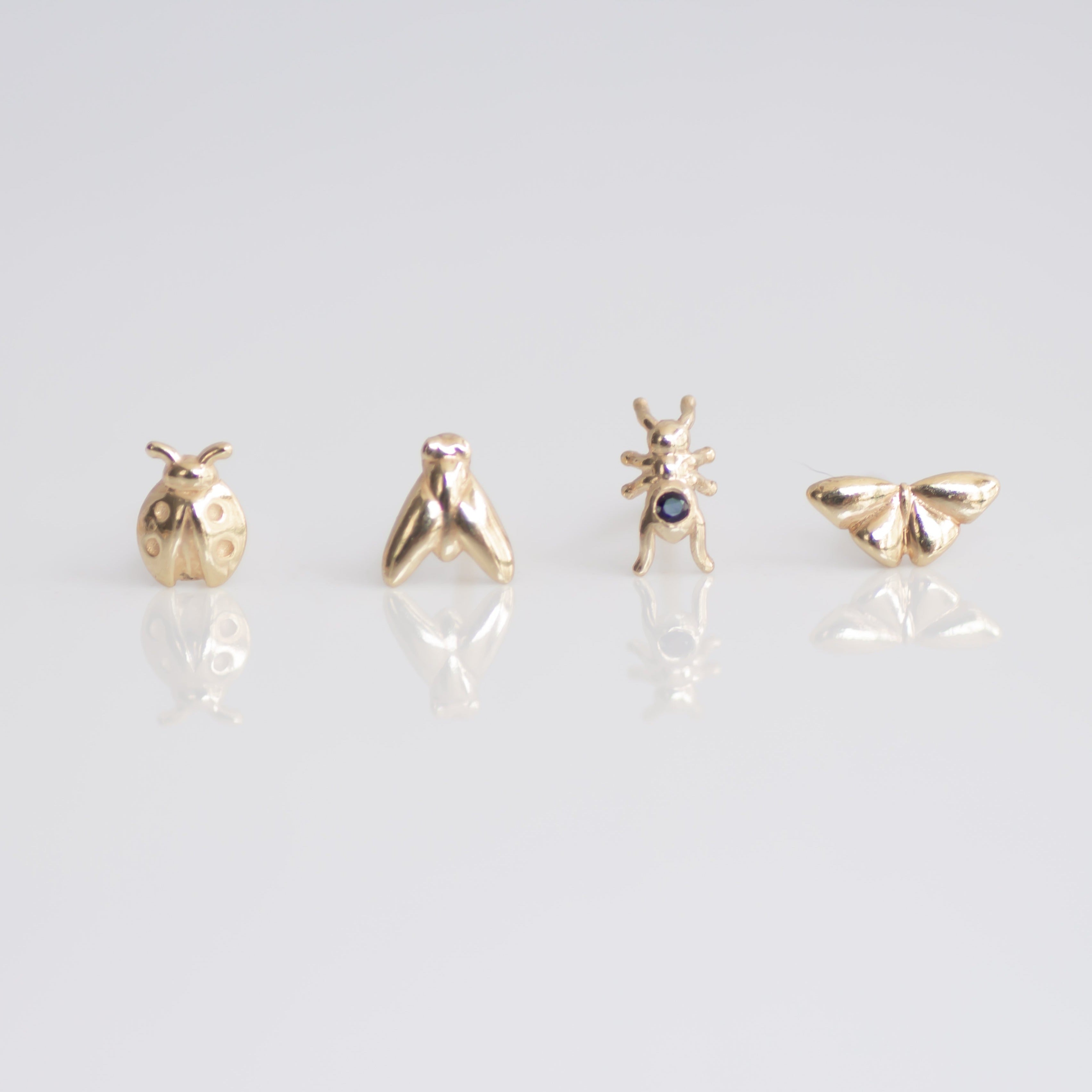 Butterfly earring stud 14k gold