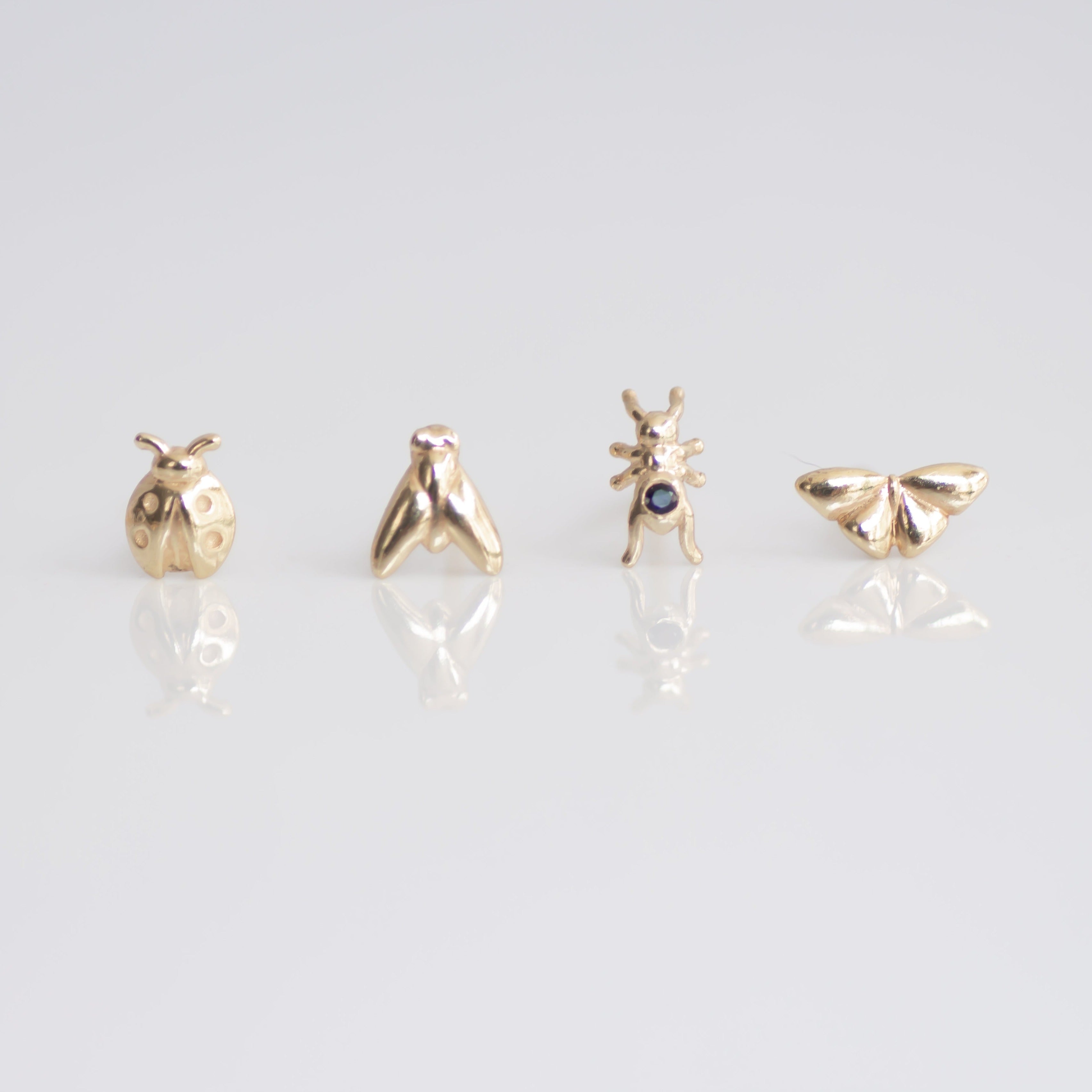 Ladybug earring stud 14k gold
