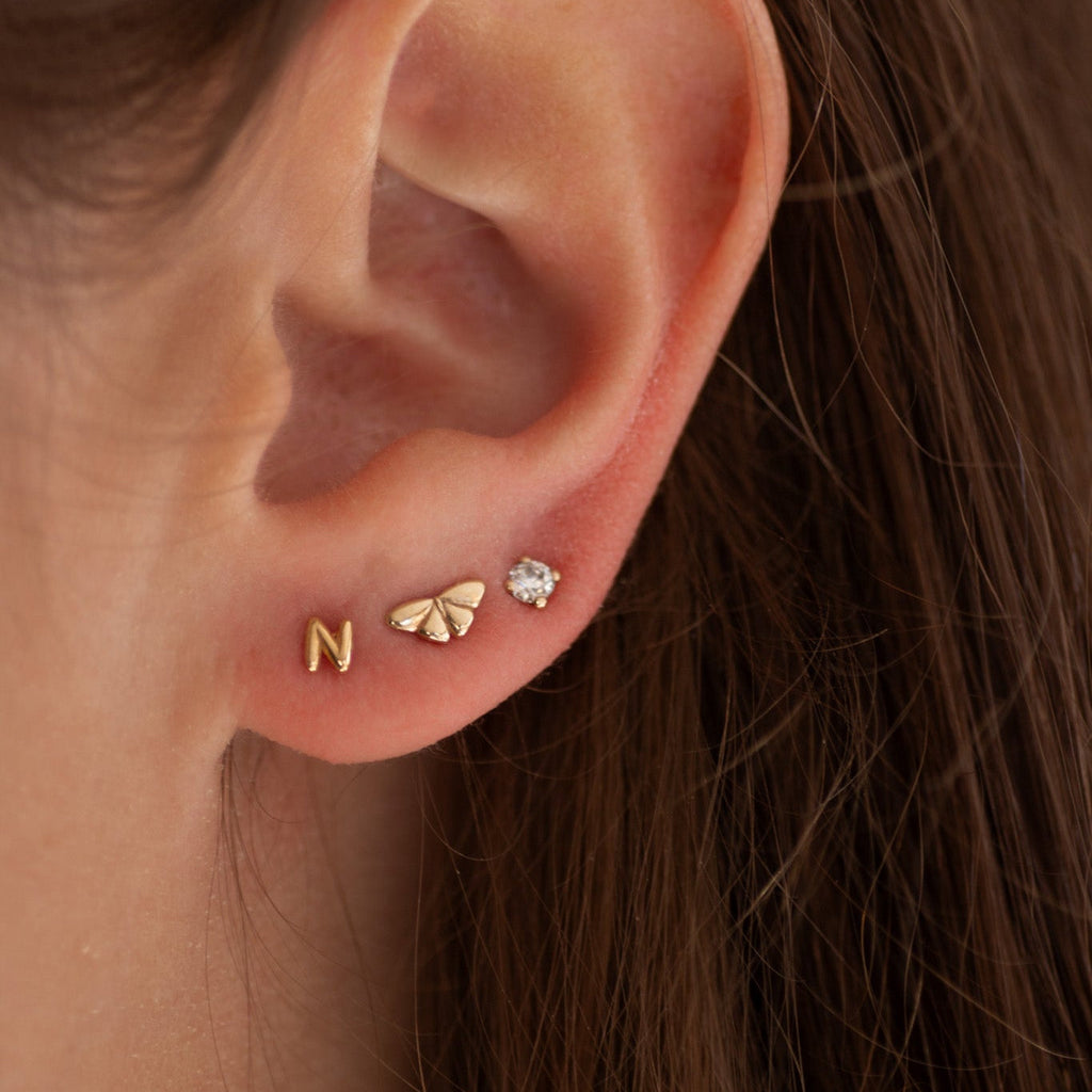 Letter Earring Stud 14k gold