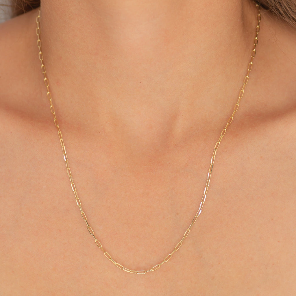 Mini Paperclip Chain Necklace 14k gold