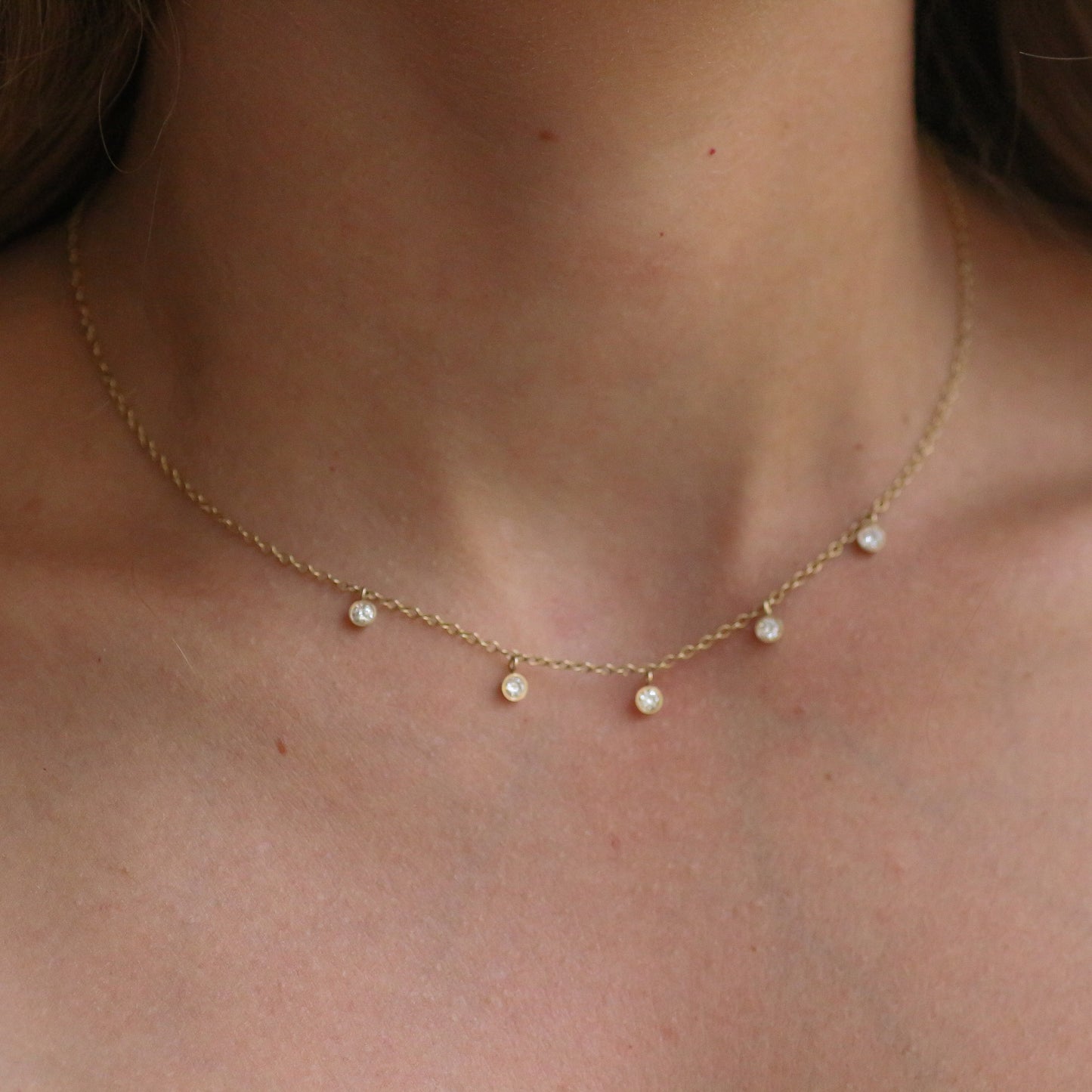 Tiny Diamond Moons necklace