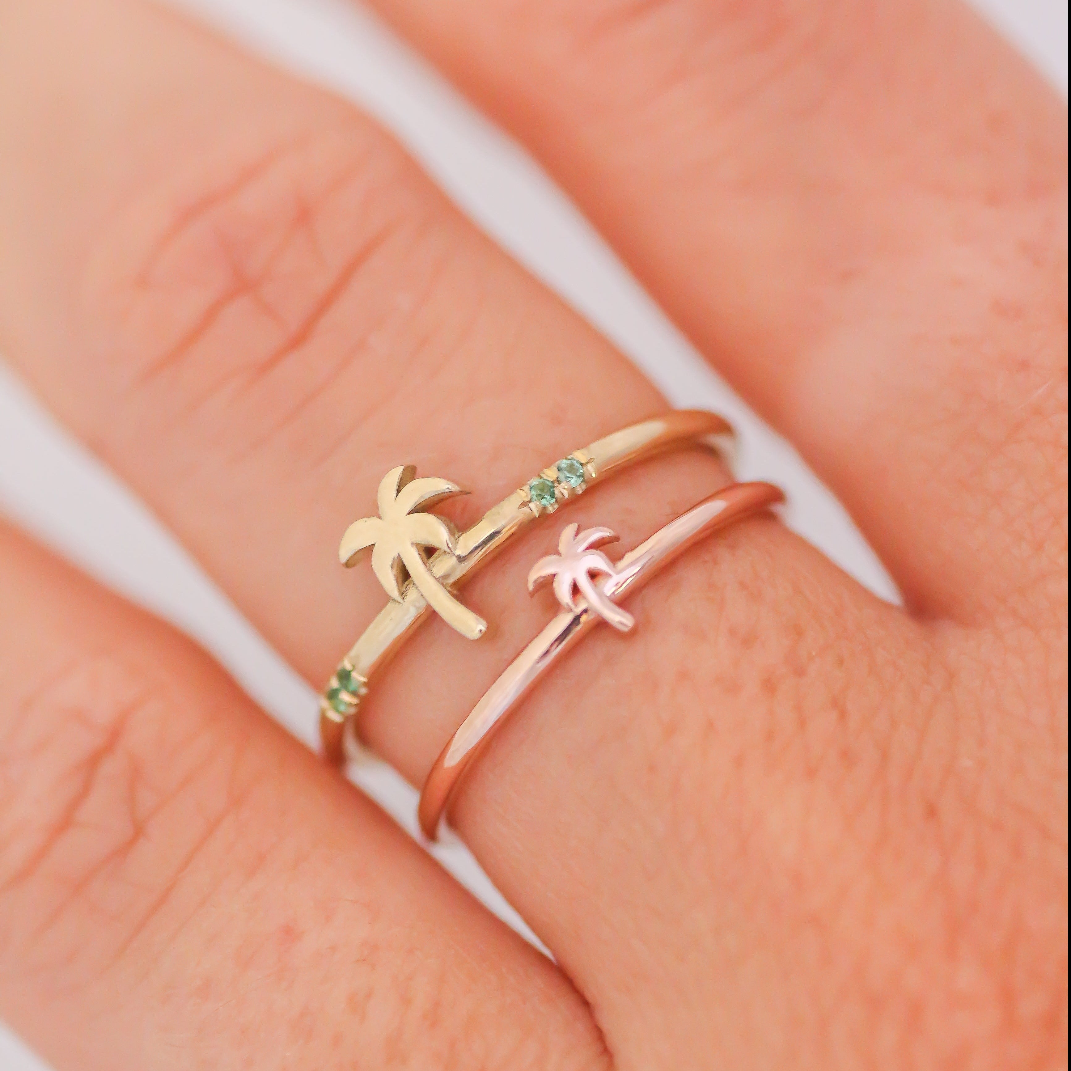 Mini Palm Tree ring 14k gold