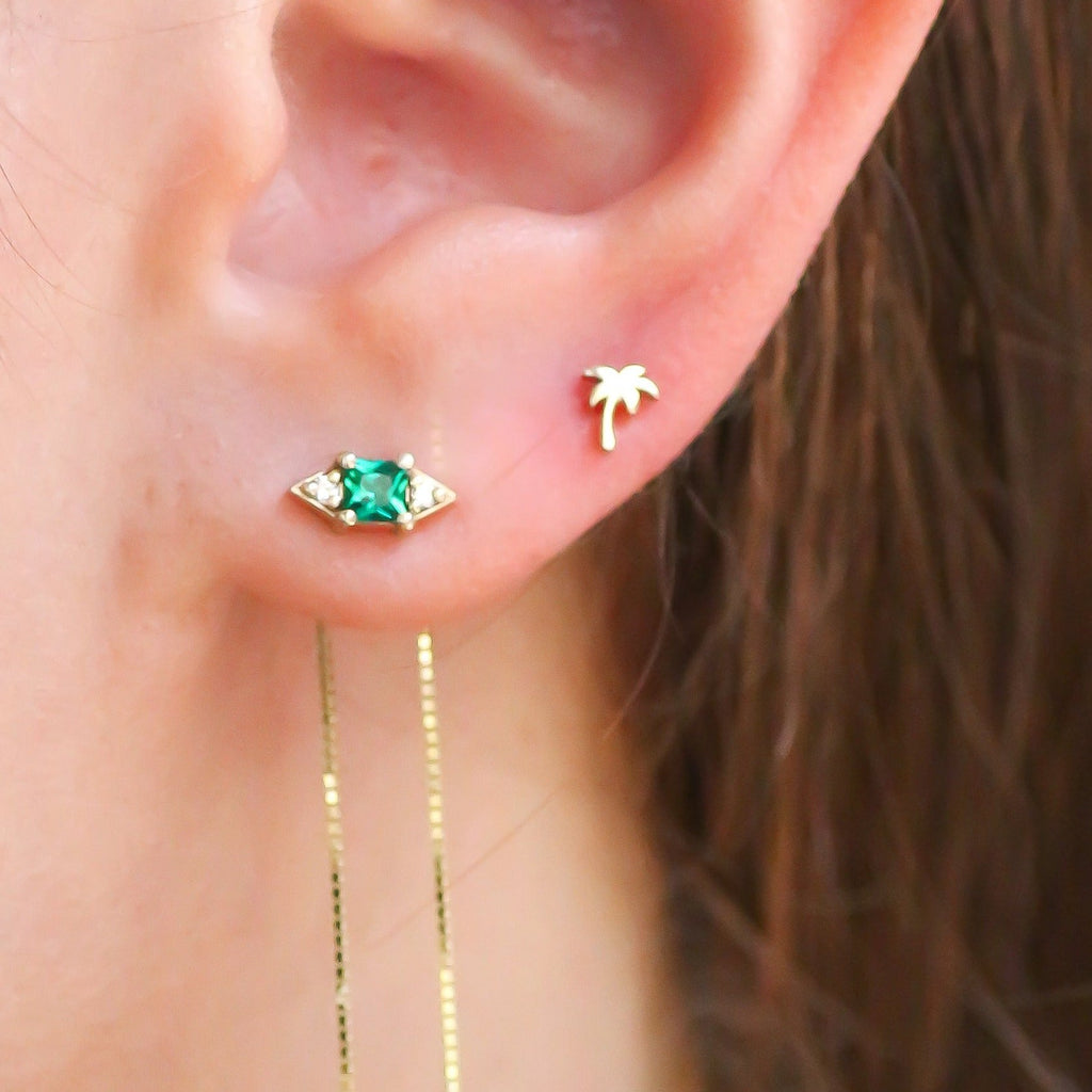 Palm Tree stud earring 14k gold