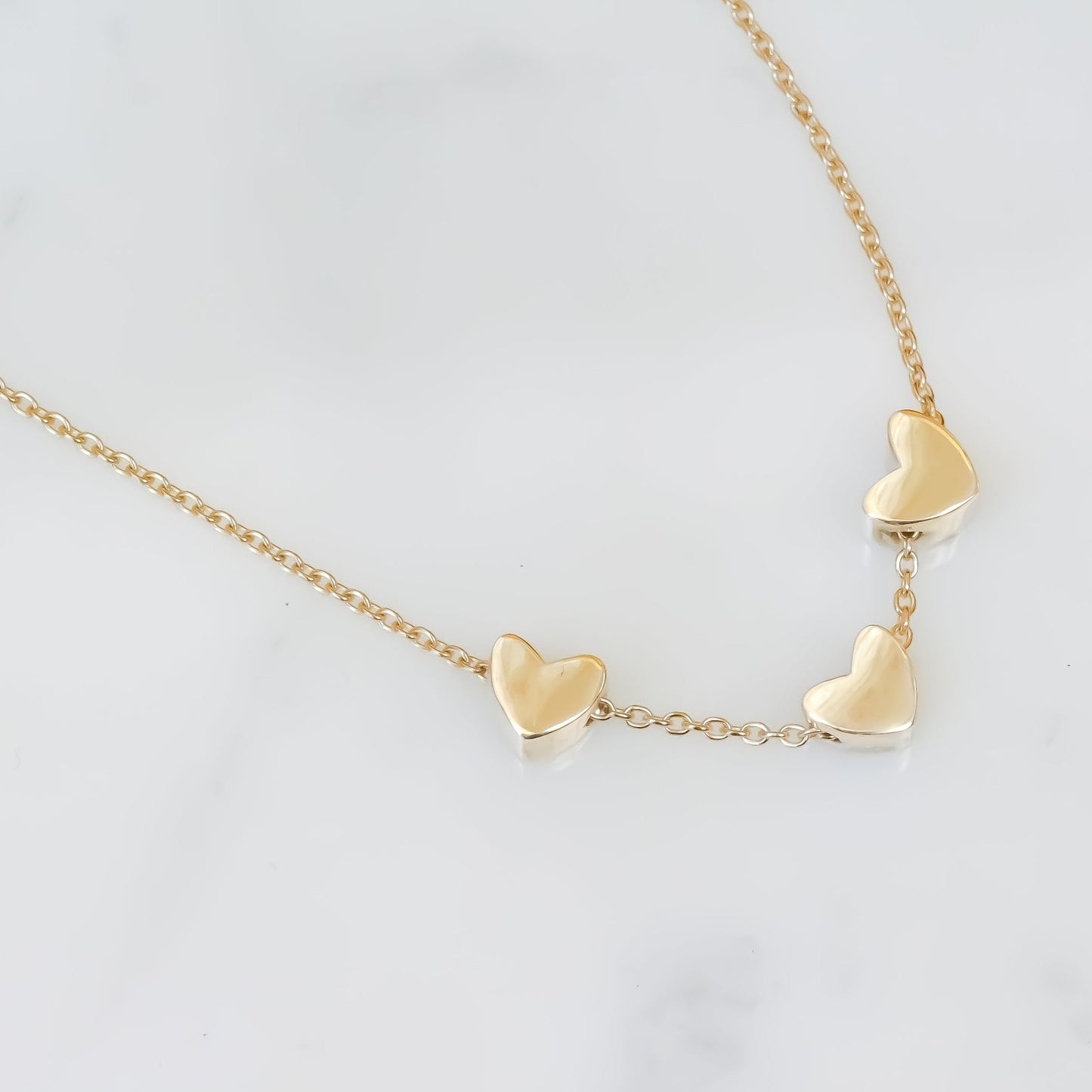 Golden Triple Heart necklace 14k