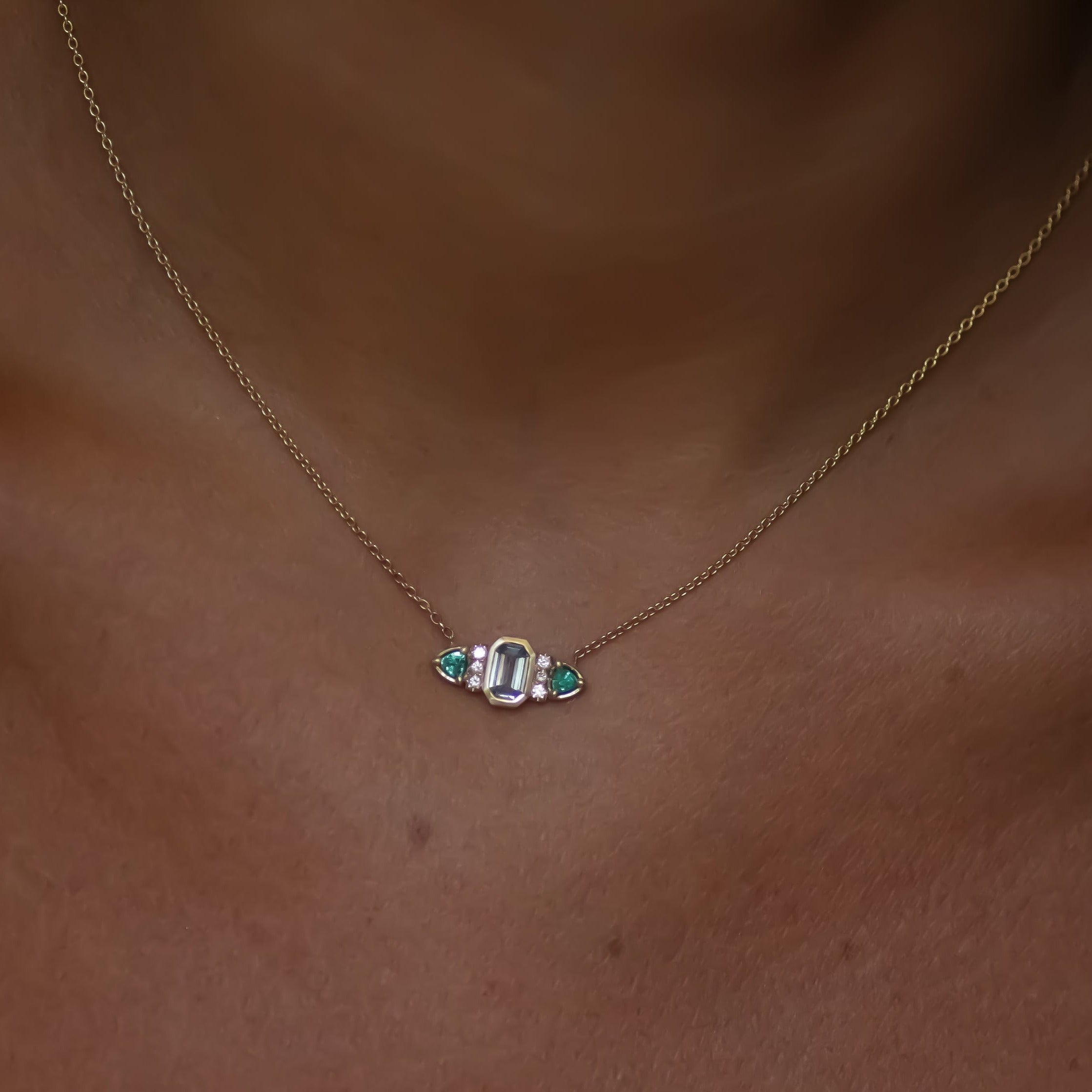 Aqua Necklace 14k gold