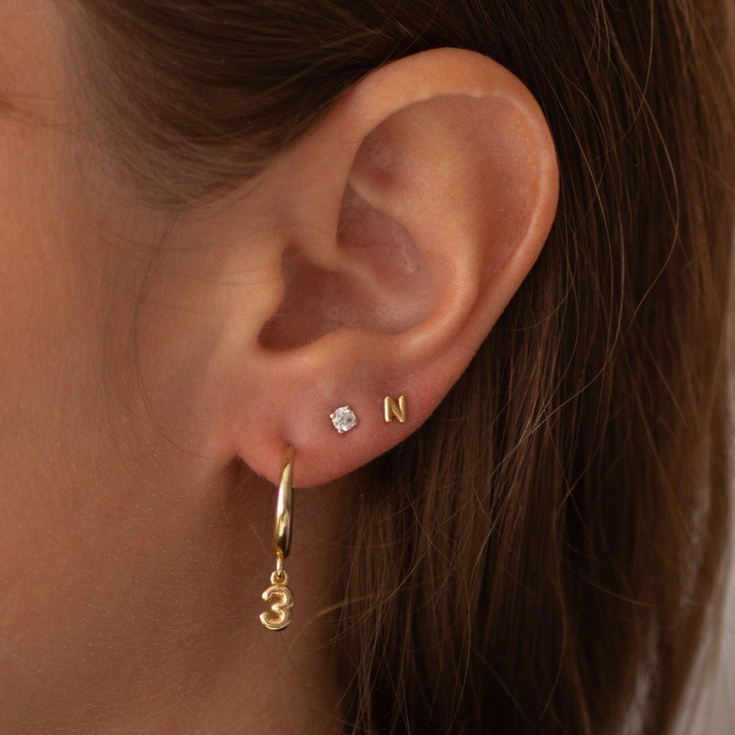 Number Hoop Earring 14k gold