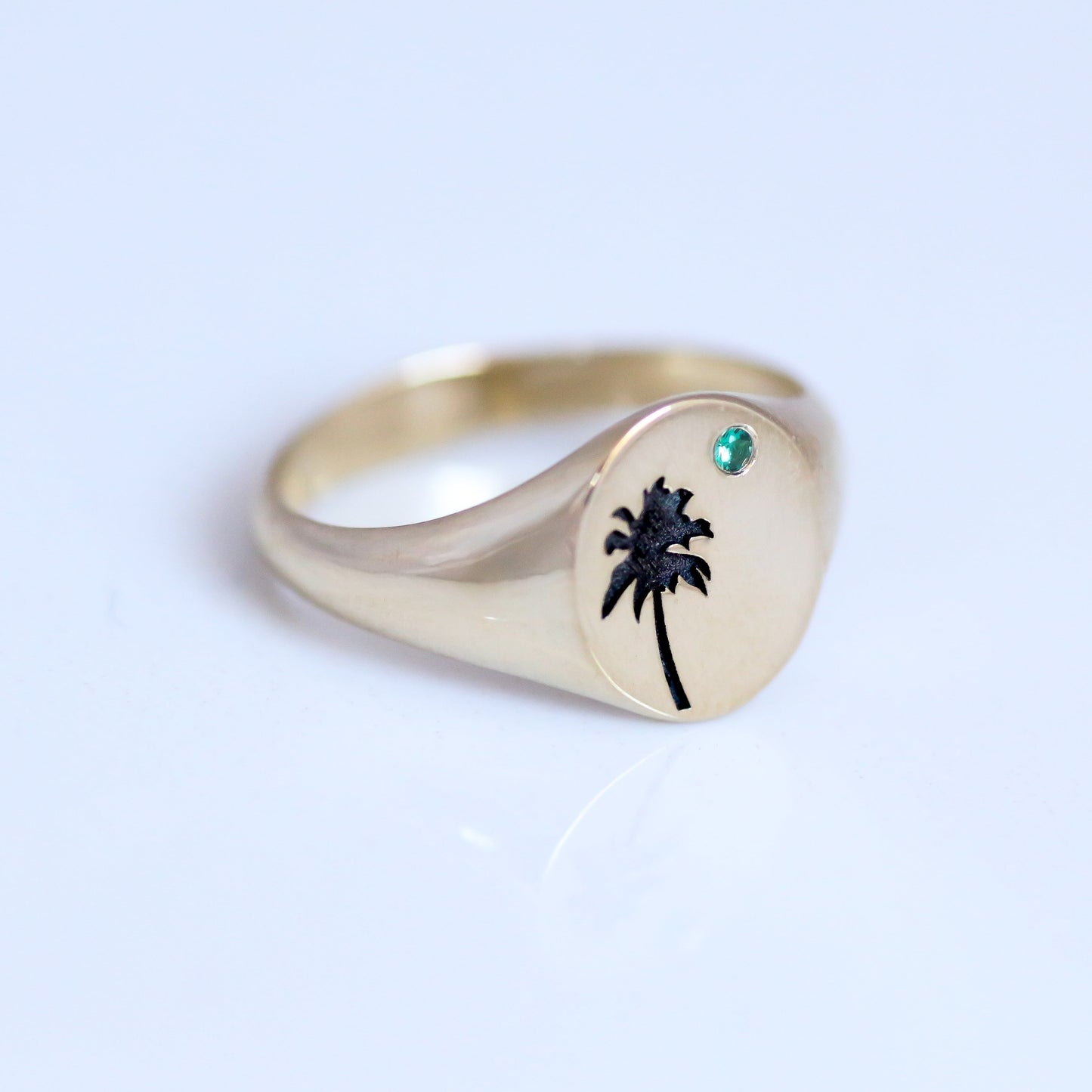 Palm Tree signet ring 14k gold