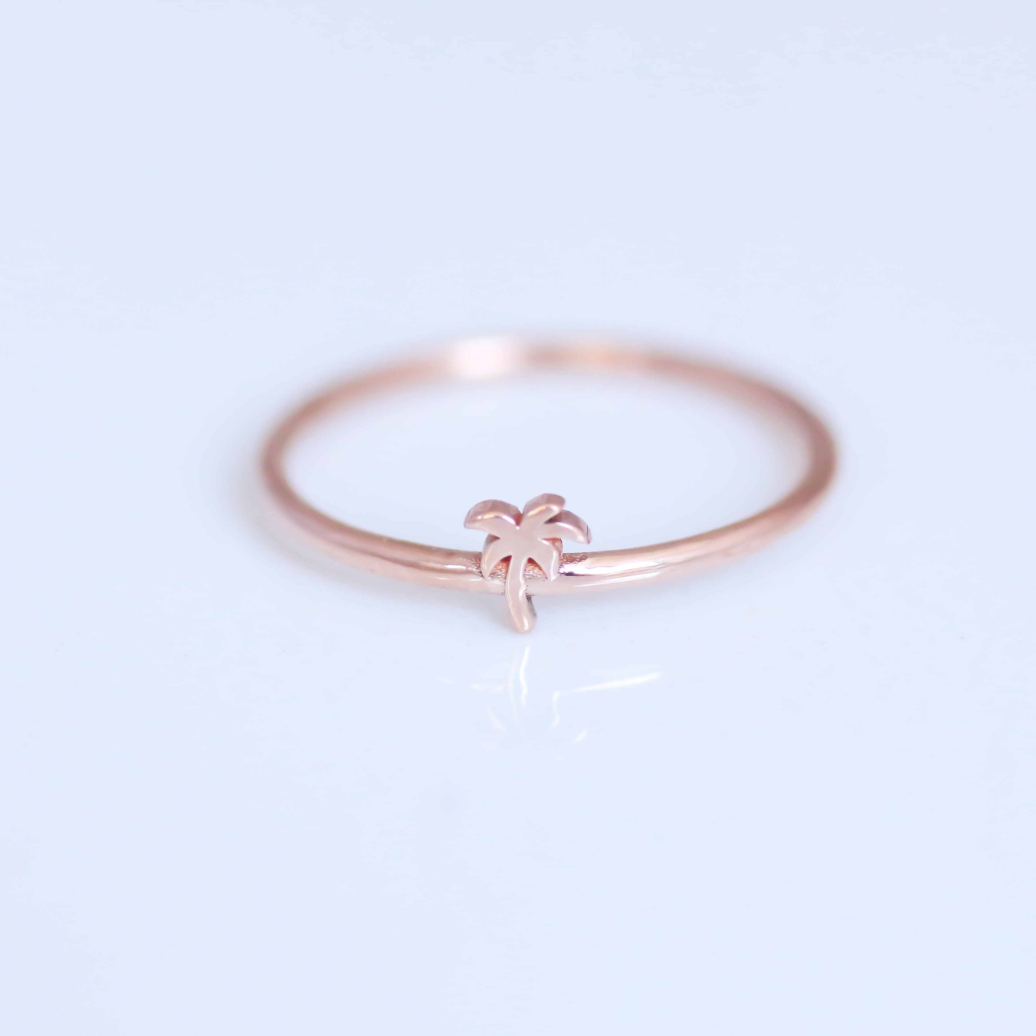 Mini Palm Tree ring 14k gold