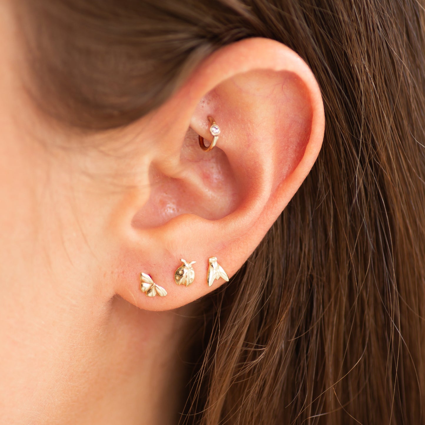 Ladybug earring stud 14k gold
