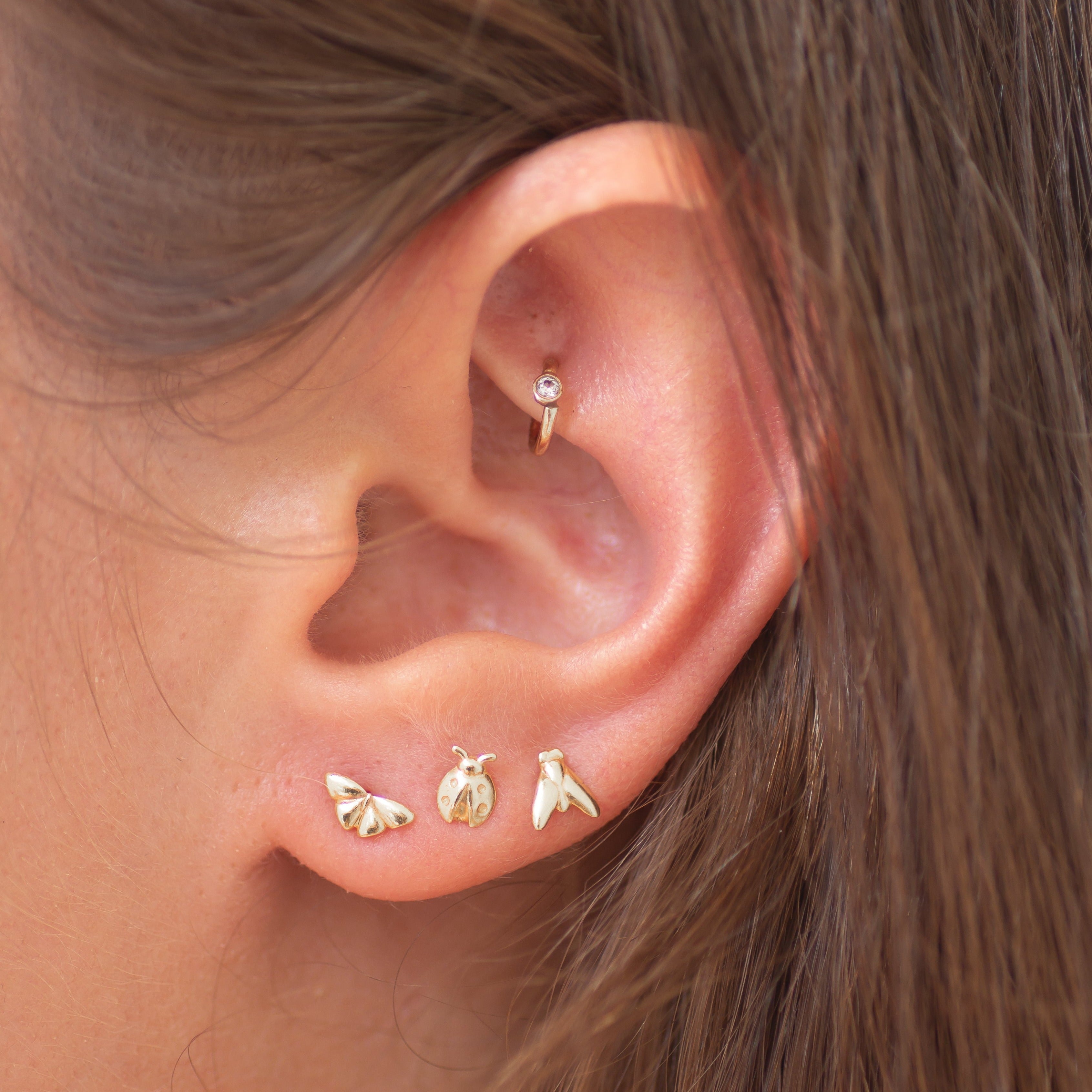 Butterfly earring stud 14k gold